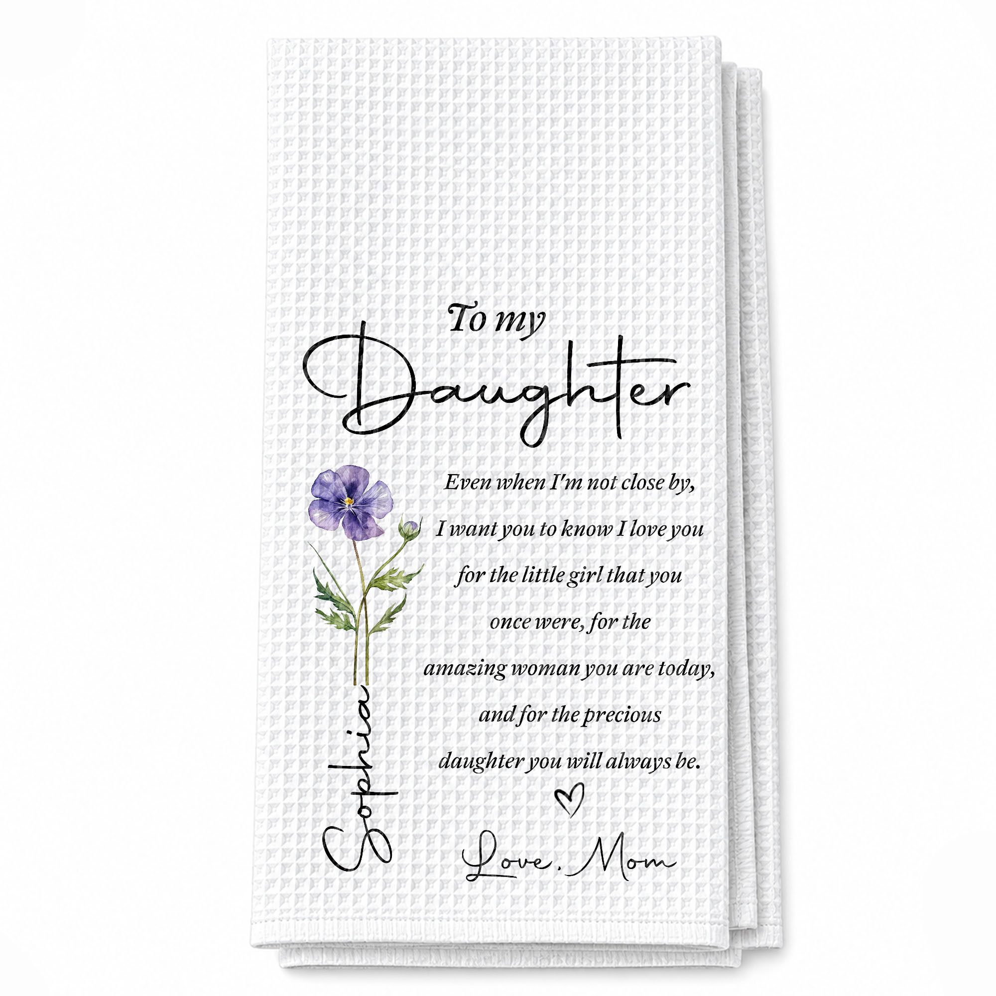 Personalized Kitchen Towel Birth Month Flower Gift for Daughter Kitchen Towel GradoCreations