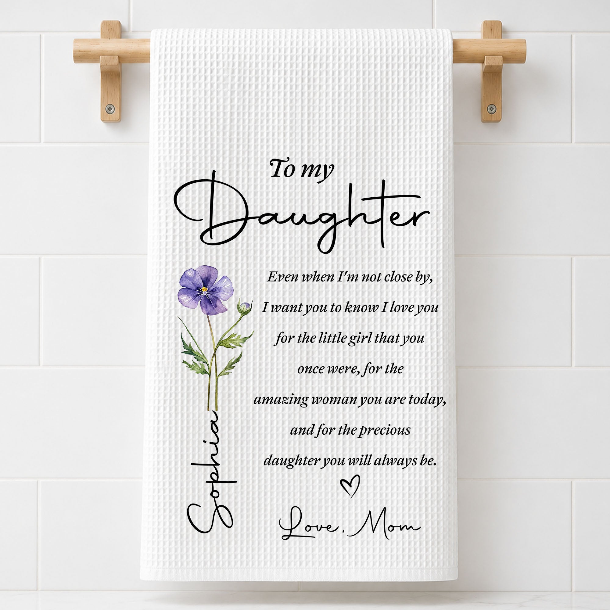 Personalized Kitchen Towel Birth Month Flower Gift for Daughter Kitchen Towel GradoCreations
