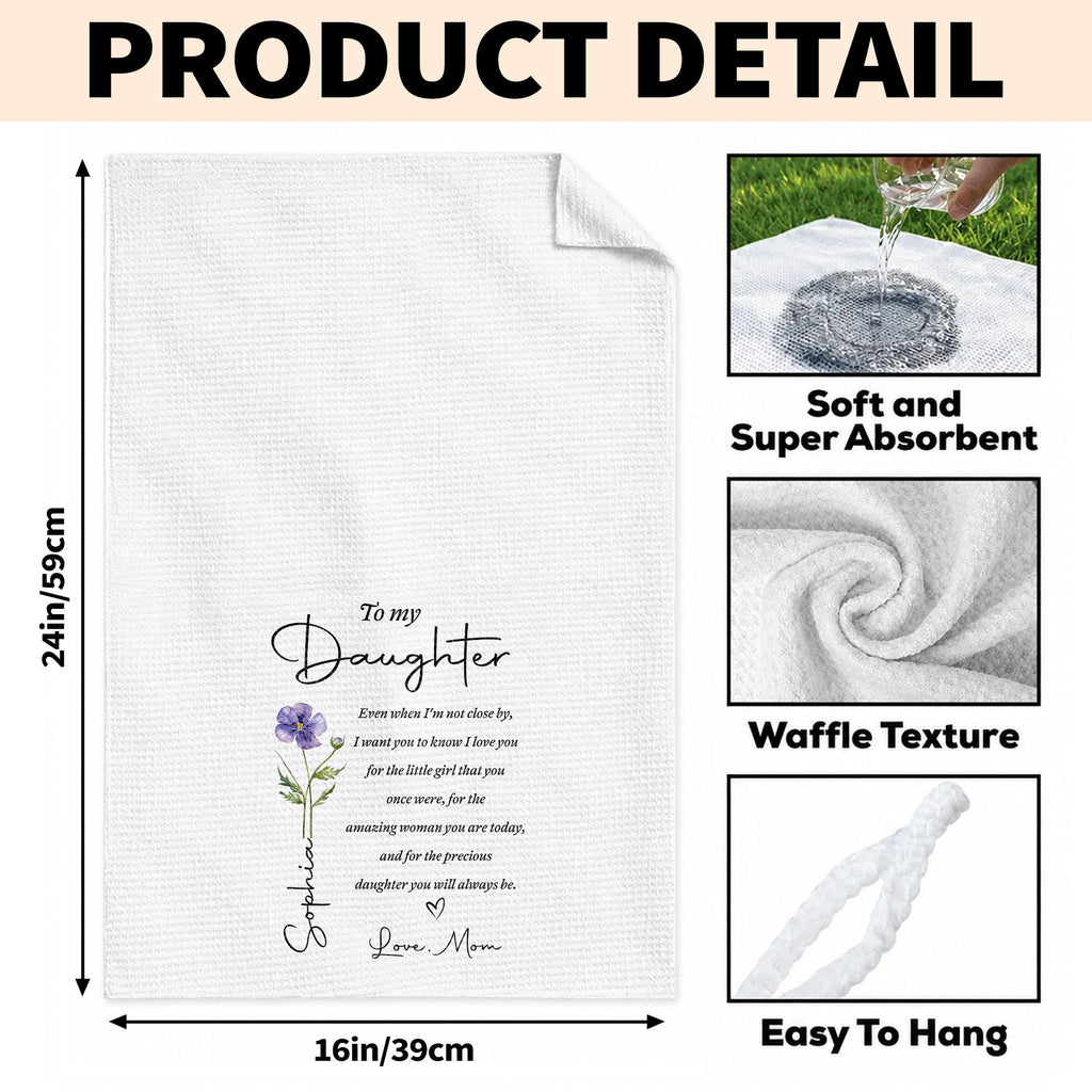 Personalized Kitchen Towel Birth Month Flower Gift for Daughter Kitchen Towel GradoCreations