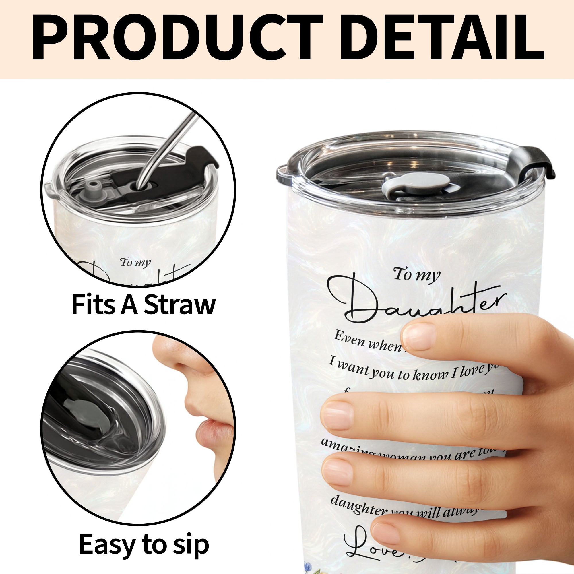 Personalized 20oz Stainless Steel Tumbler Gift for Daughter 20oz Tumbler GradoCreations