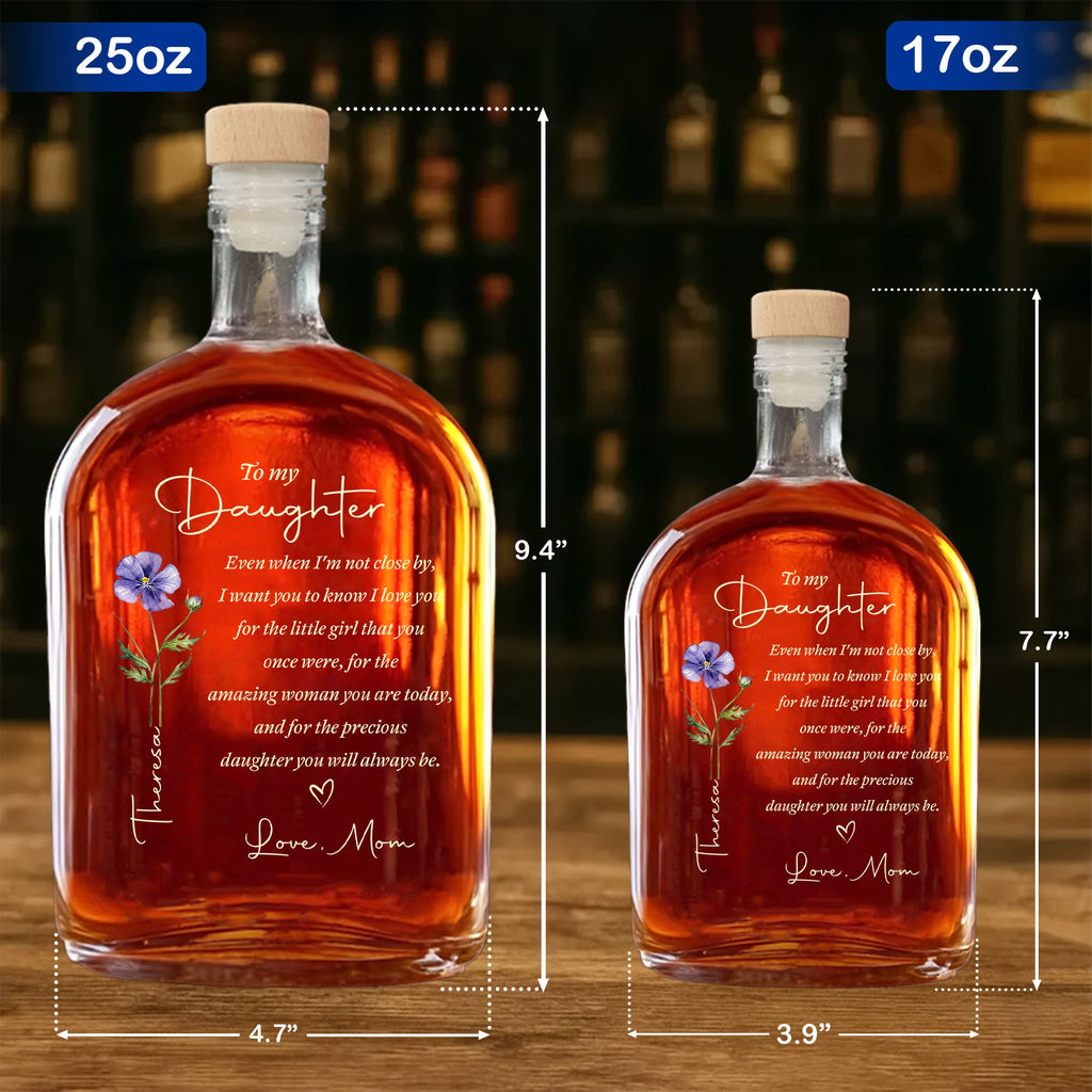 Personalized Whiskey Bottle with Birth Month Flower for Daughter Whiskey Bottle GradoCreations
