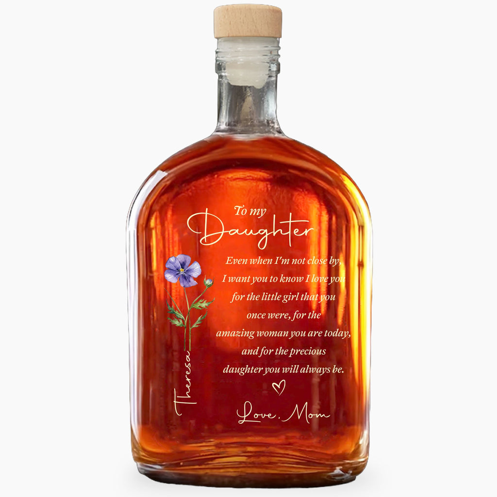 Personalized Whiskey Bottle with Birth Month Flower for Daughter Whiskey Bottle GradoCreations