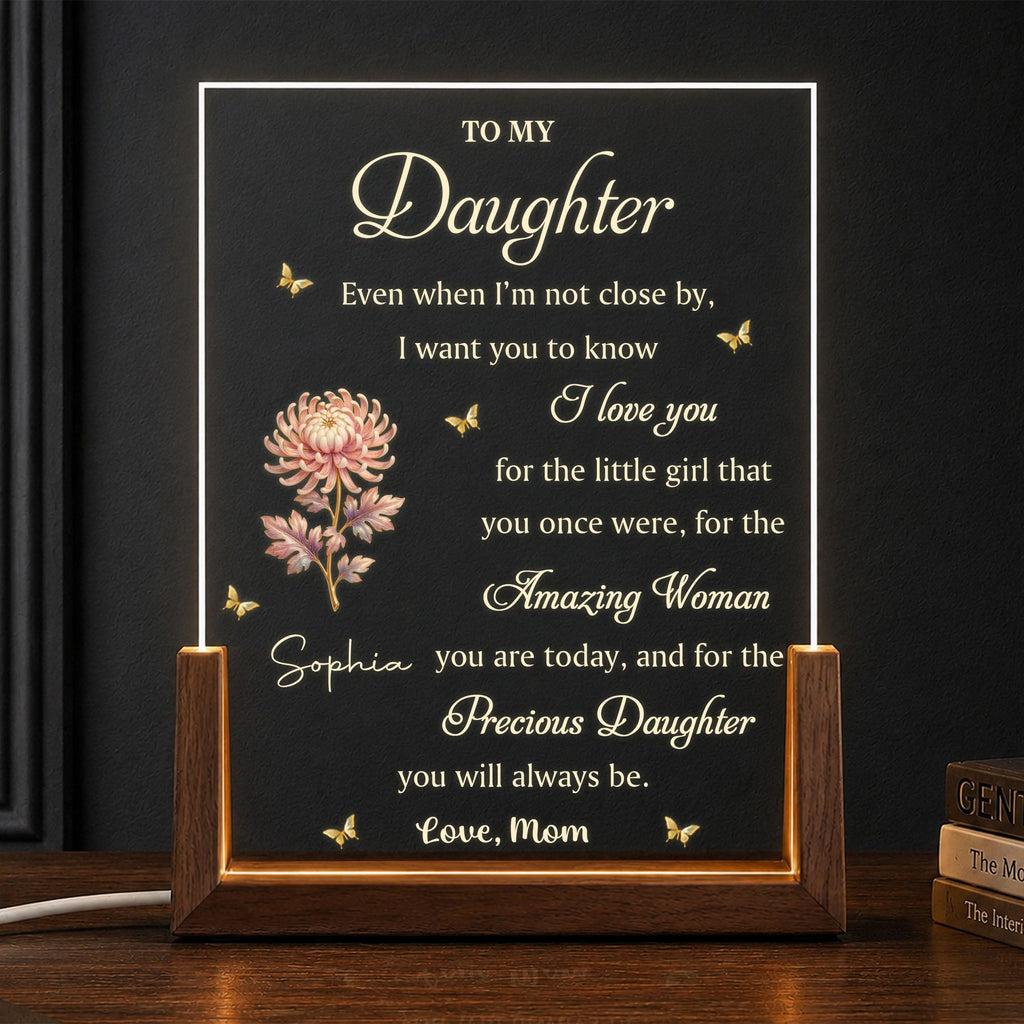 Personalized Acrylic Night Light Custom Gift for Daughter Wood and Acrylic Night Light GradoCreations