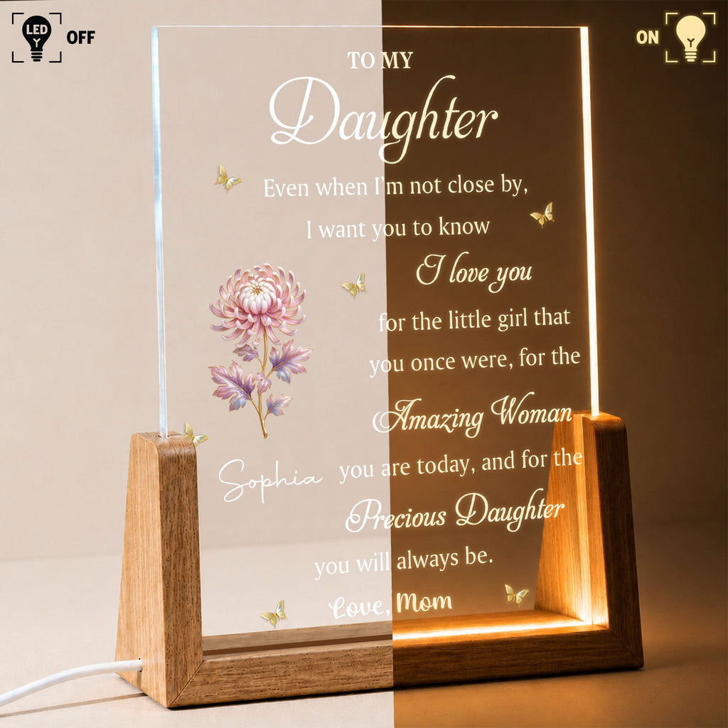 Personalized Acrylic Night Light Custom Gift for Daughter Wood and Acrylic Night Light GradoCreations