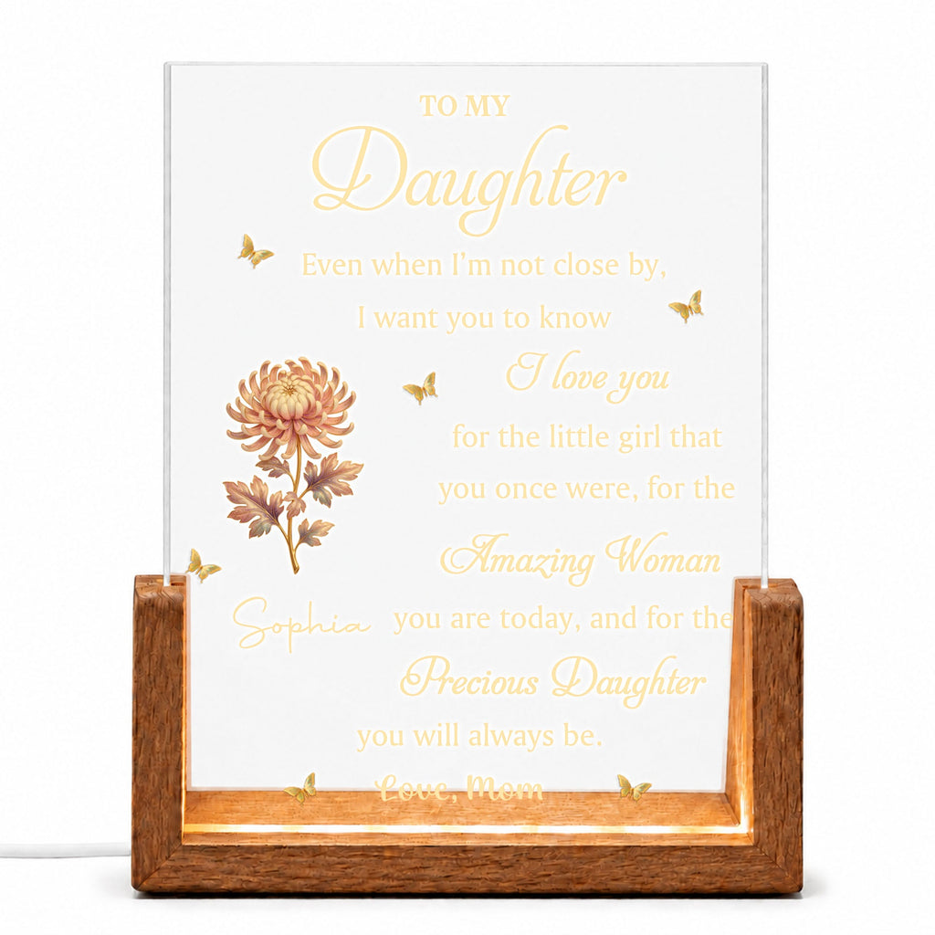 Personalized Acrylic Night Light Custom Gift for Daughter Wood and Acrylic Night Light GradoCreations