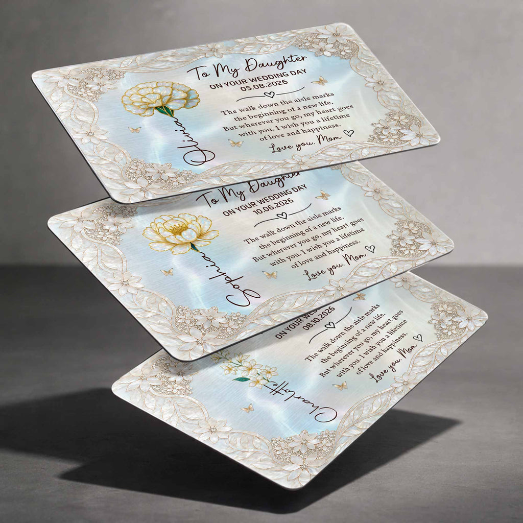 Personalized Aluminum Wallet Card Gift for Daughter Wedding Day