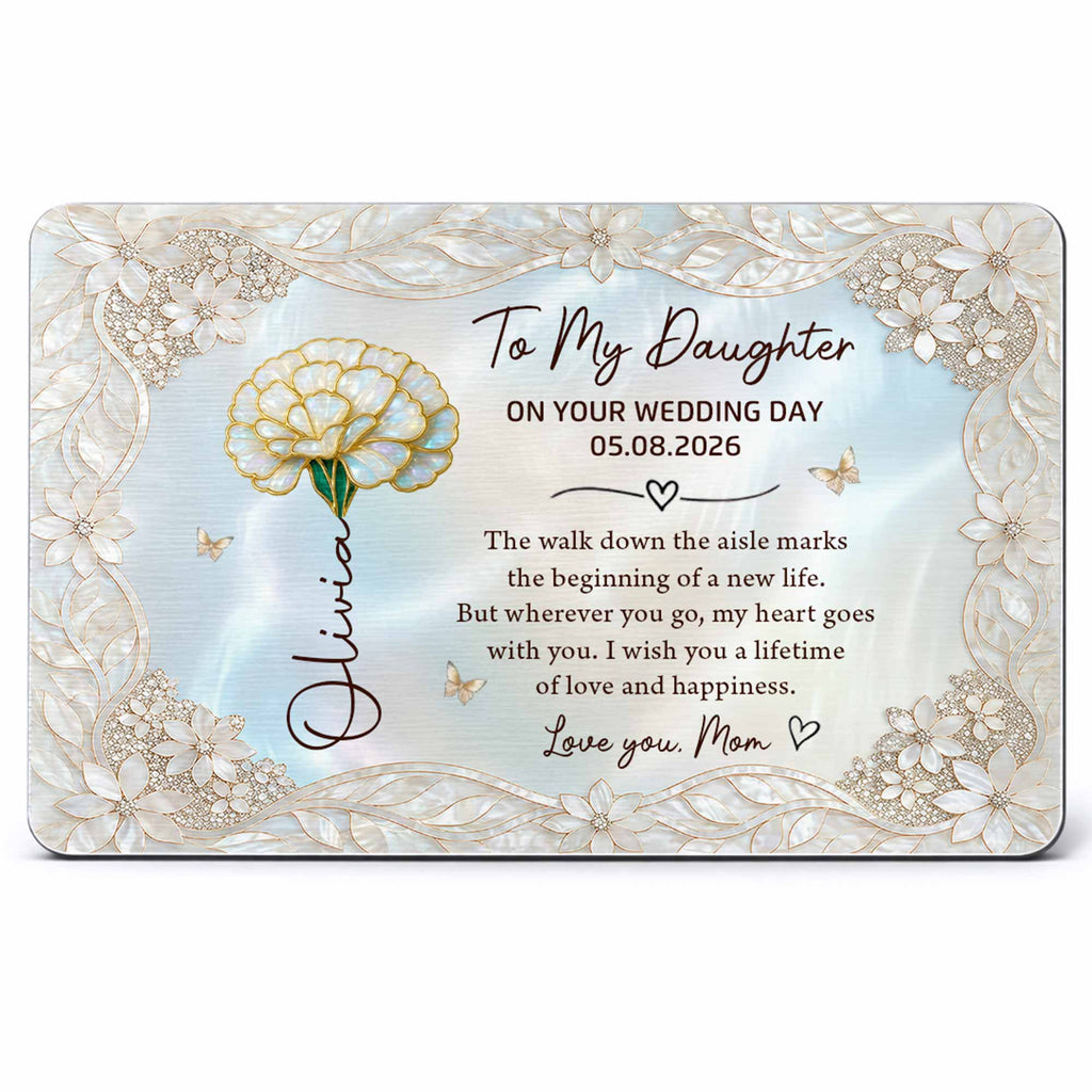 Personalized Aluminum Wallet Card Gift for Daughter Wedding Day