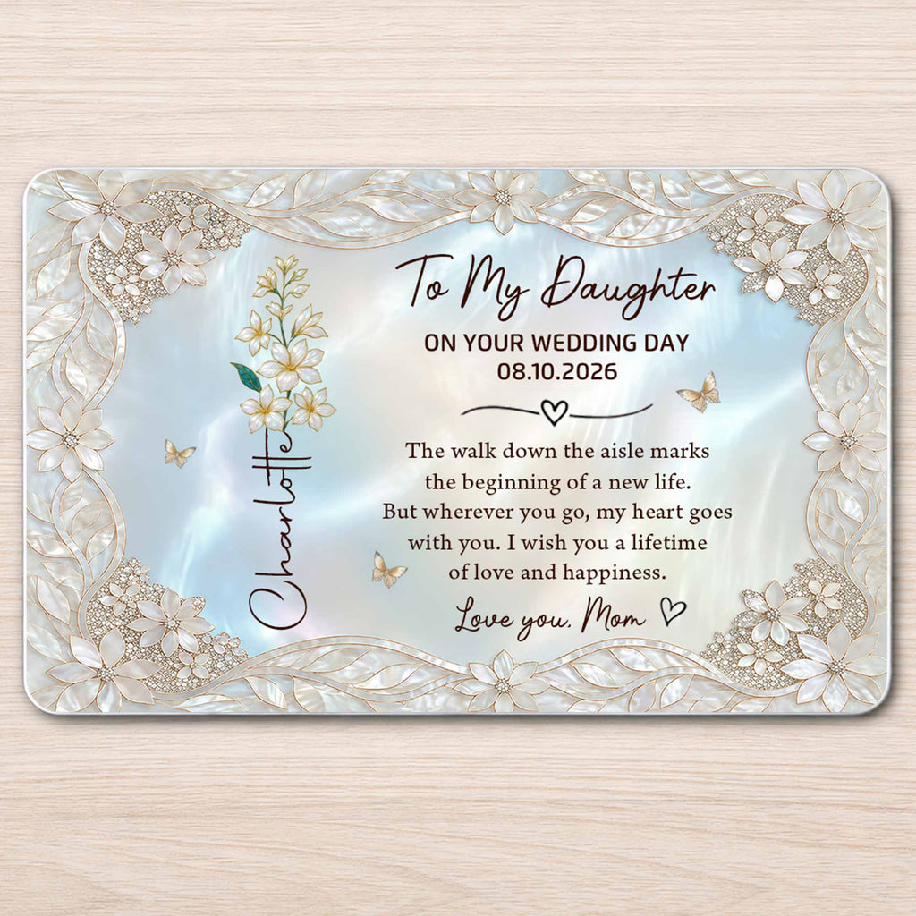 Personalized Aluminum Wallet Card Gift for Daughter Wedding Day