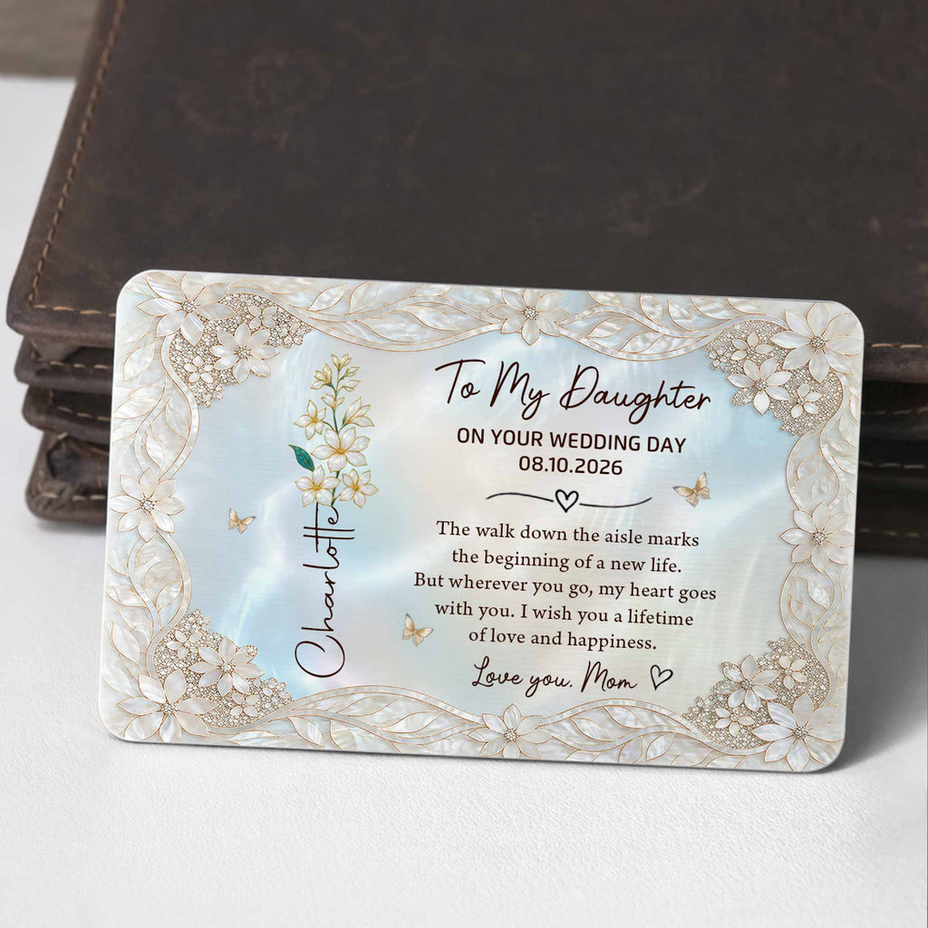 Personalized Aluminum Wallet Card Gift for Daughter Wedding Day