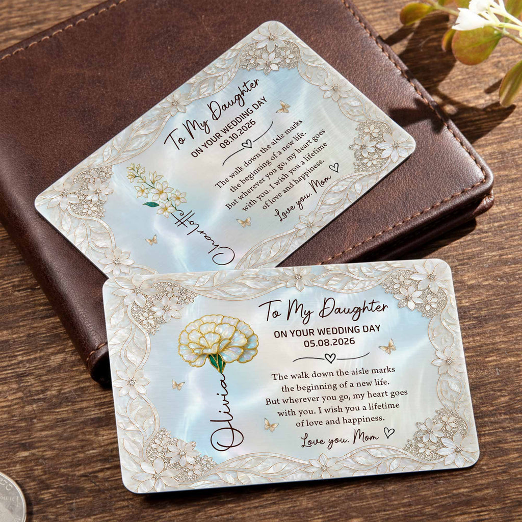Personalized Aluminum Wallet Card Gift for Daughter Wedding Day
