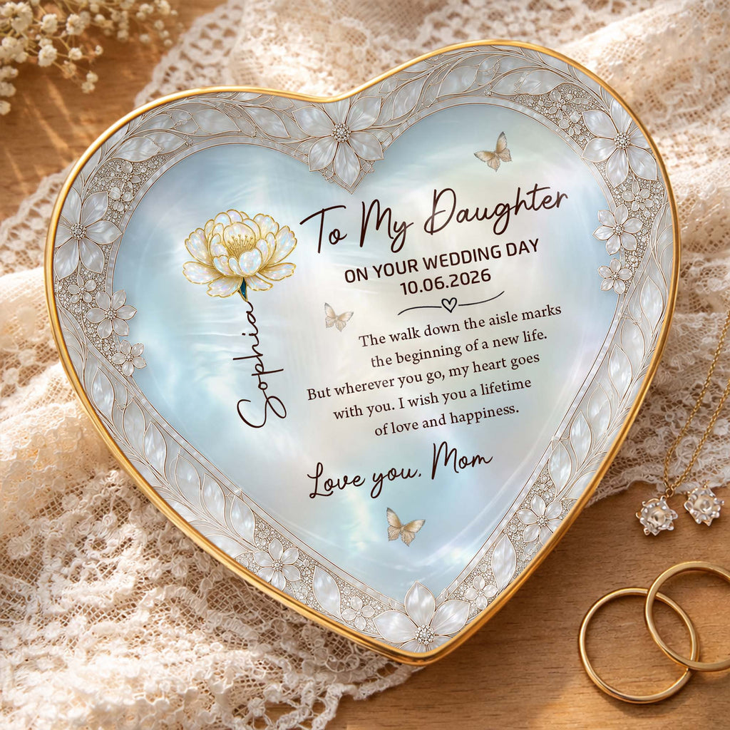 Personalized Heart Jewelry Dish Custom Name Gift for Bride Heart Jewelry Dish GradoCreations