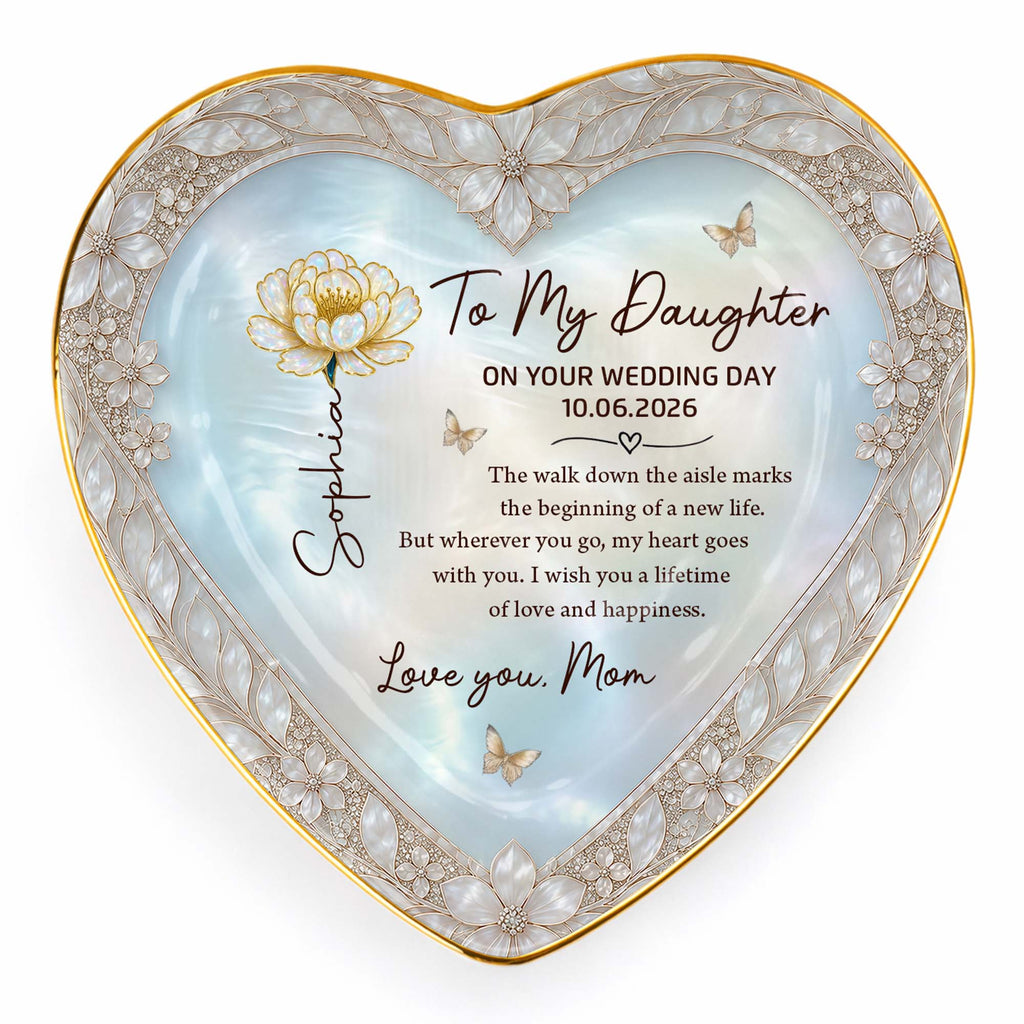 Personalized Heart Jewelry Dish Custom Name Gift for Bride Heart Jewelry Dish GradoCreations