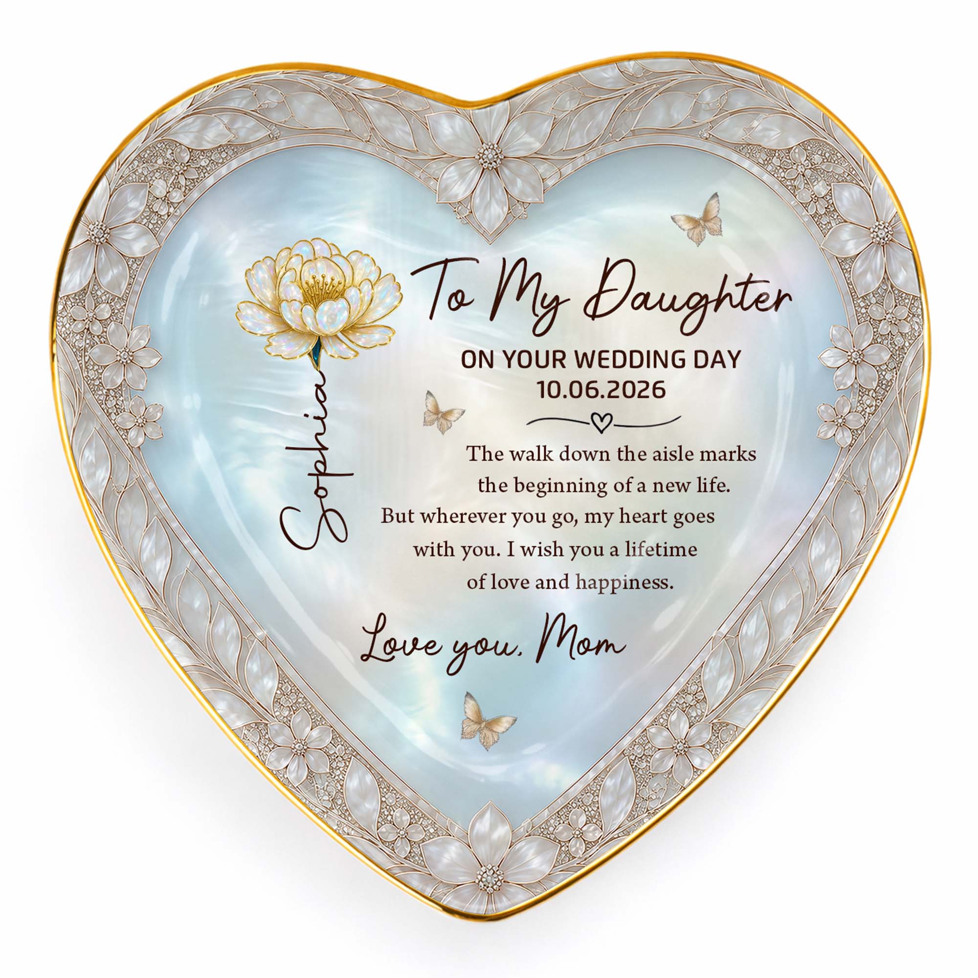 Personalized Heart Jewelry Dish Custom Name Gift for Bride Heart Jewelry Dish GradoCreations