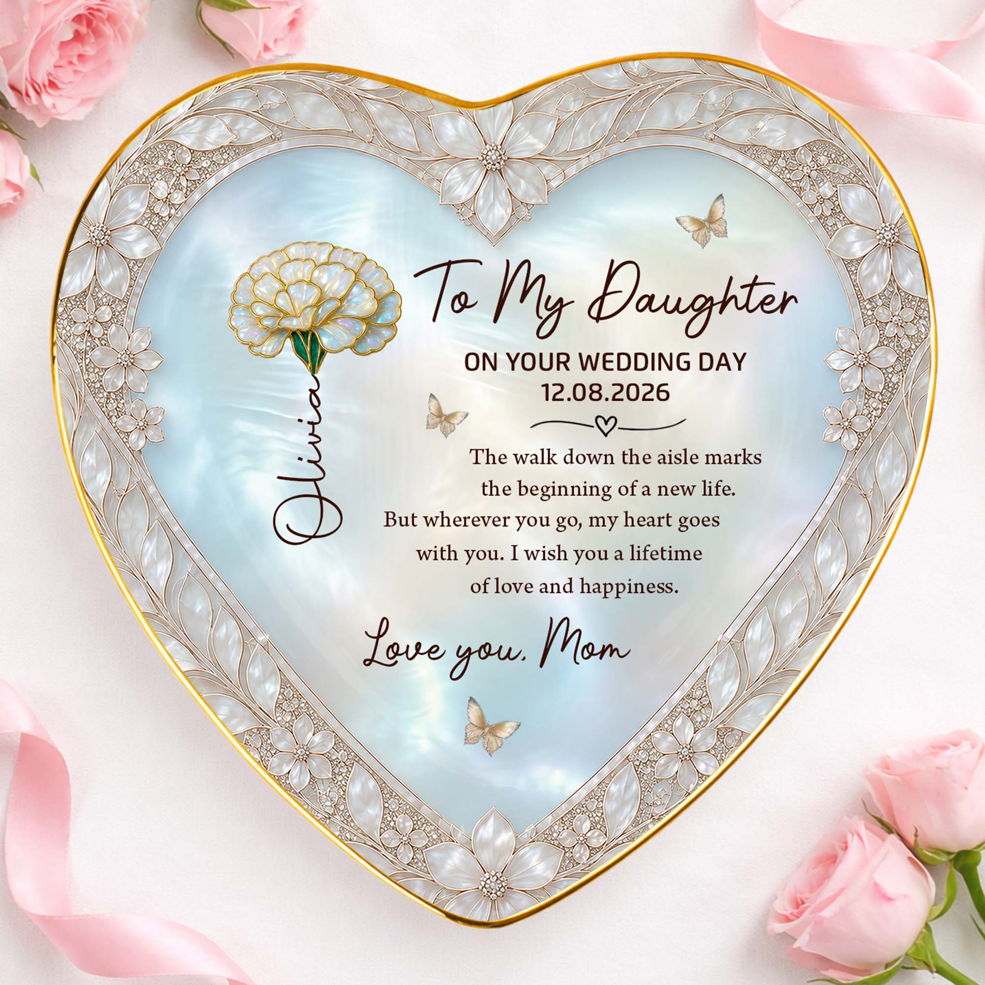 Personalized Heart Jewelry Dish Custom Name Gift for Bride Heart Jewelry Dish GradoCreations