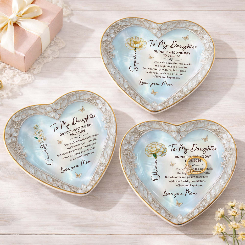 Personalized Heart Jewelry Dish Custom Name Gift for Bride Heart Jewelry Dish GradoCreations