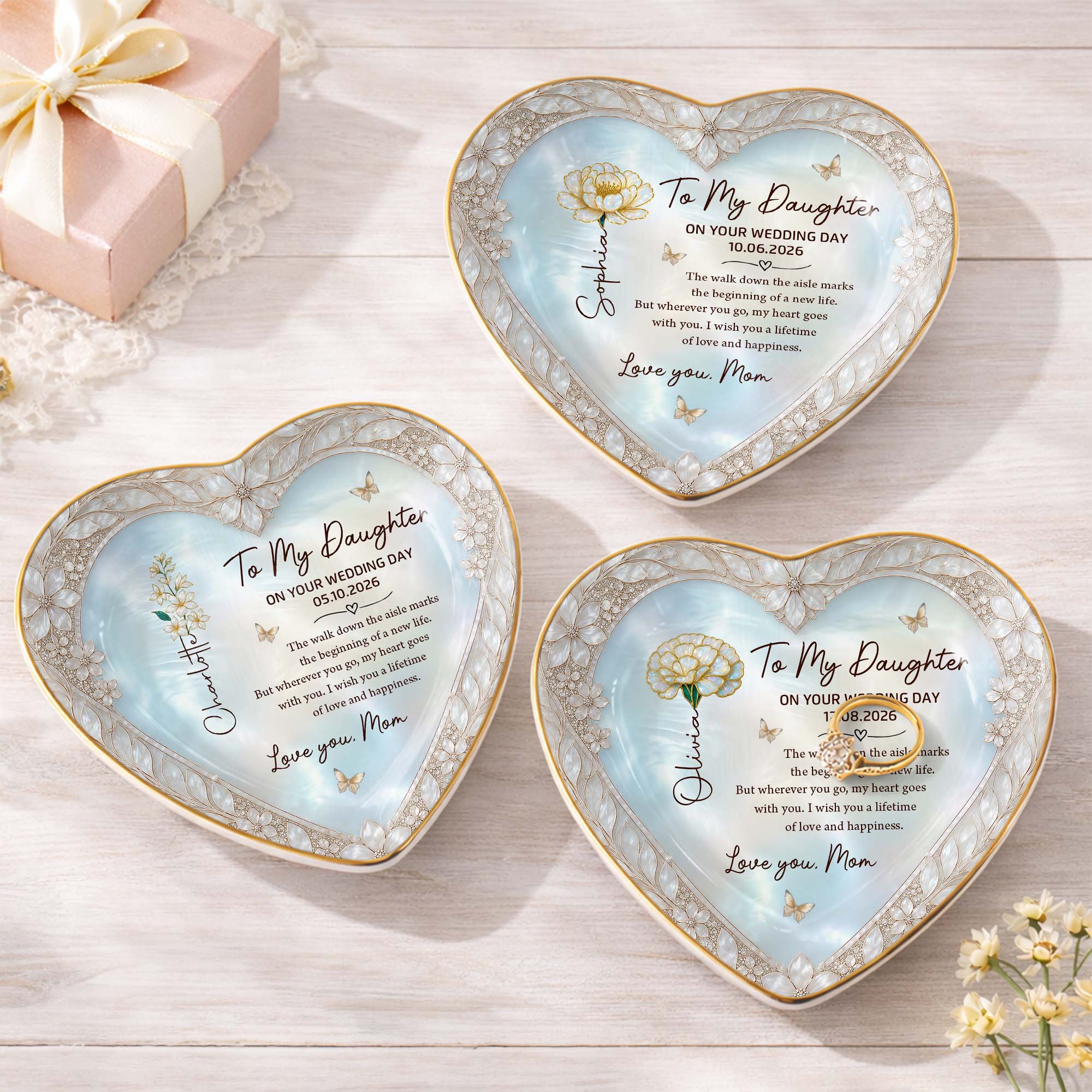 Personalized Heart Jewelry Dish Custom Name Gift for Bride Heart Jewelry Dish GradoCreations