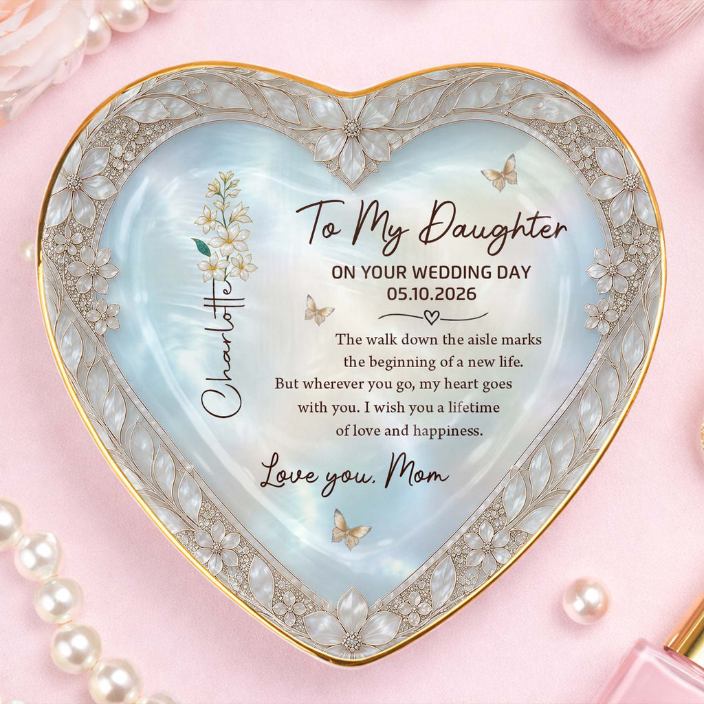 Personalized Heart Jewelry Dish Custom Name Gift for Bride Heart Jewelry Dish GradoCreations