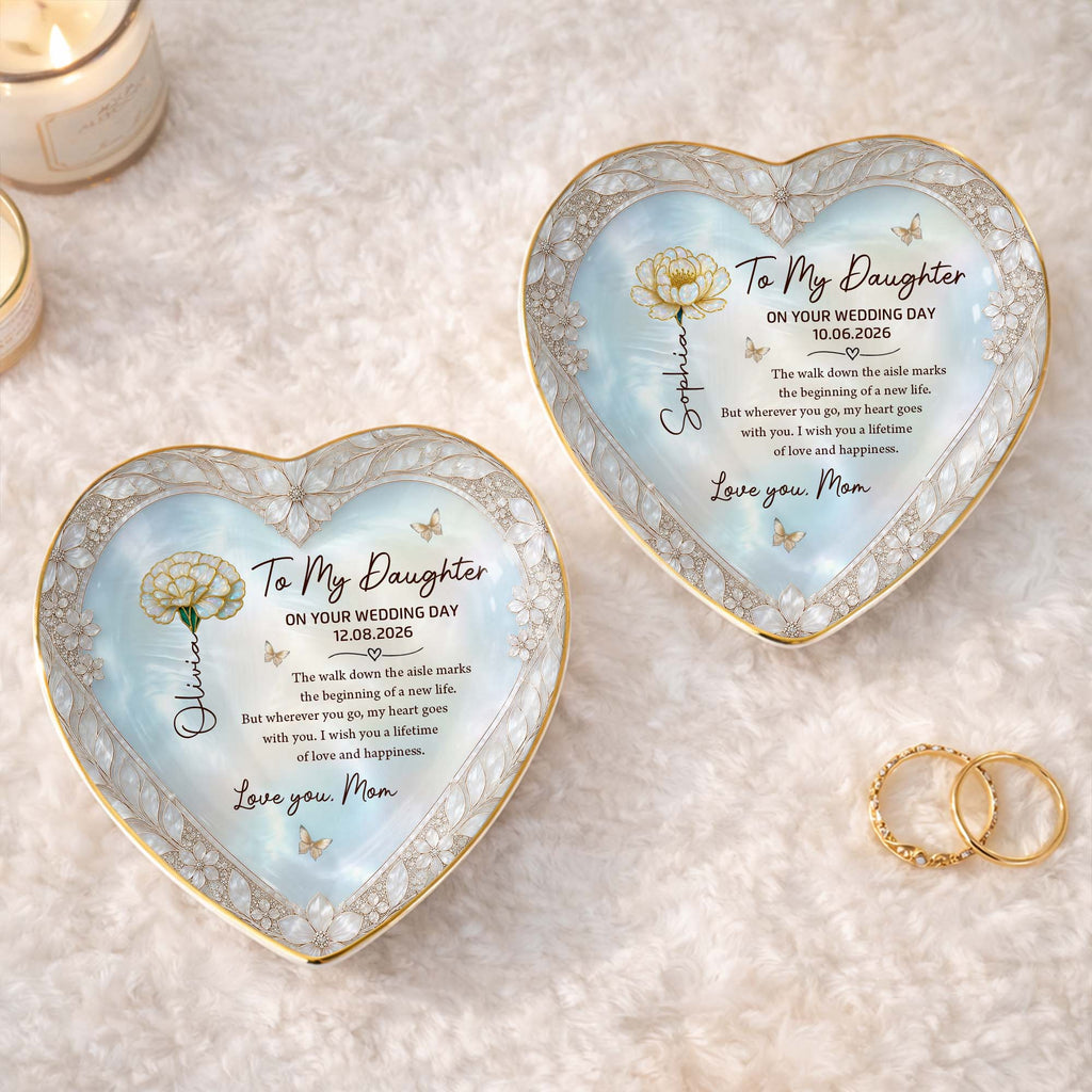 Personalized Heart Jewelry Dish Custom Name Gift for Bride Heart Jewelry Dish GradoCreations