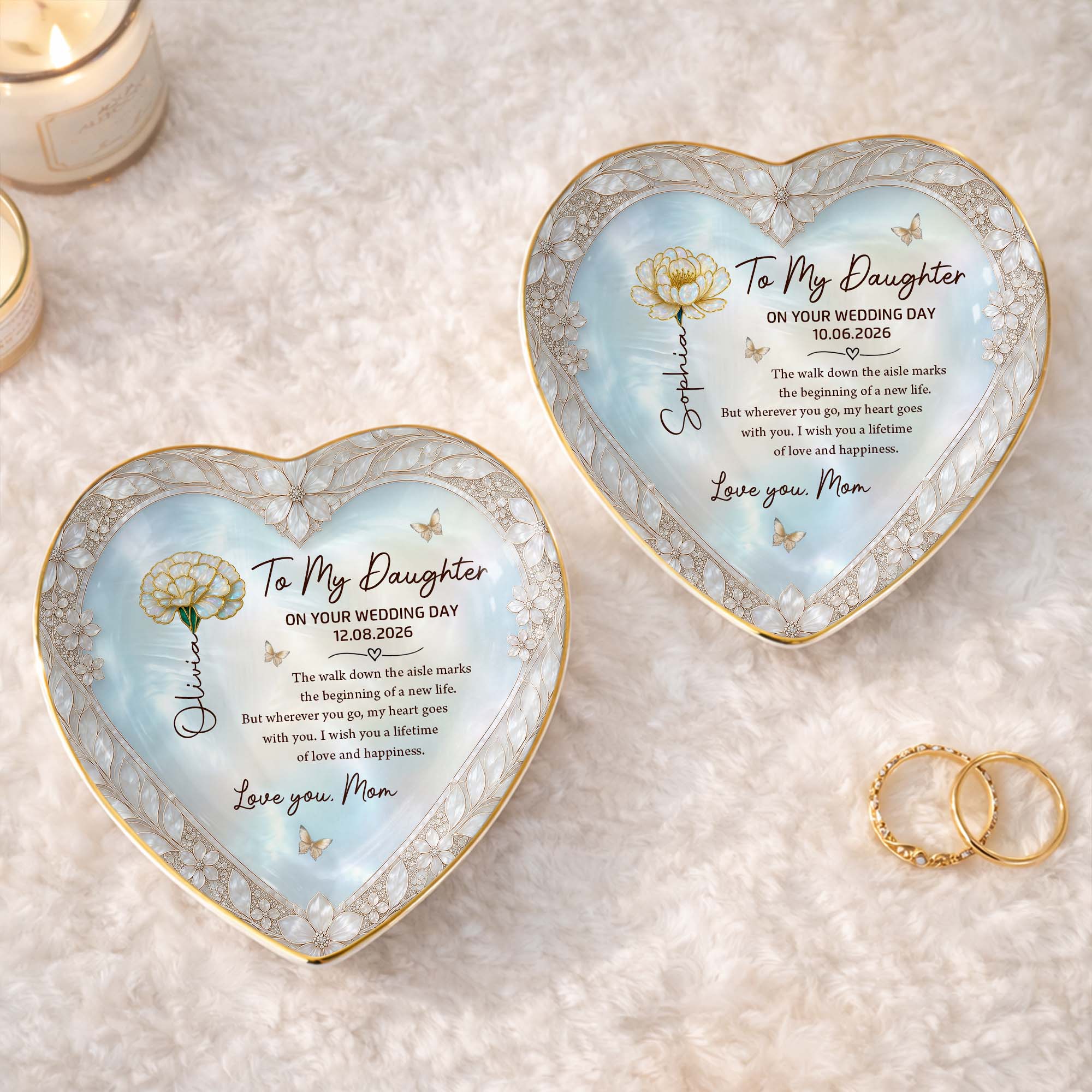 Personalized Heart Jewelry Dish Custom Name Gift for Bride Heart Jewelry Dish GradoCreations