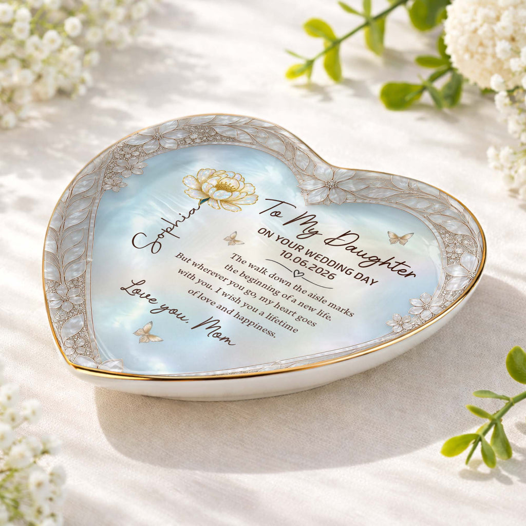 Personalized Heart Jewelry Dish Custom Name Gift for Bride Heart Jewelry Dish GradoCreations