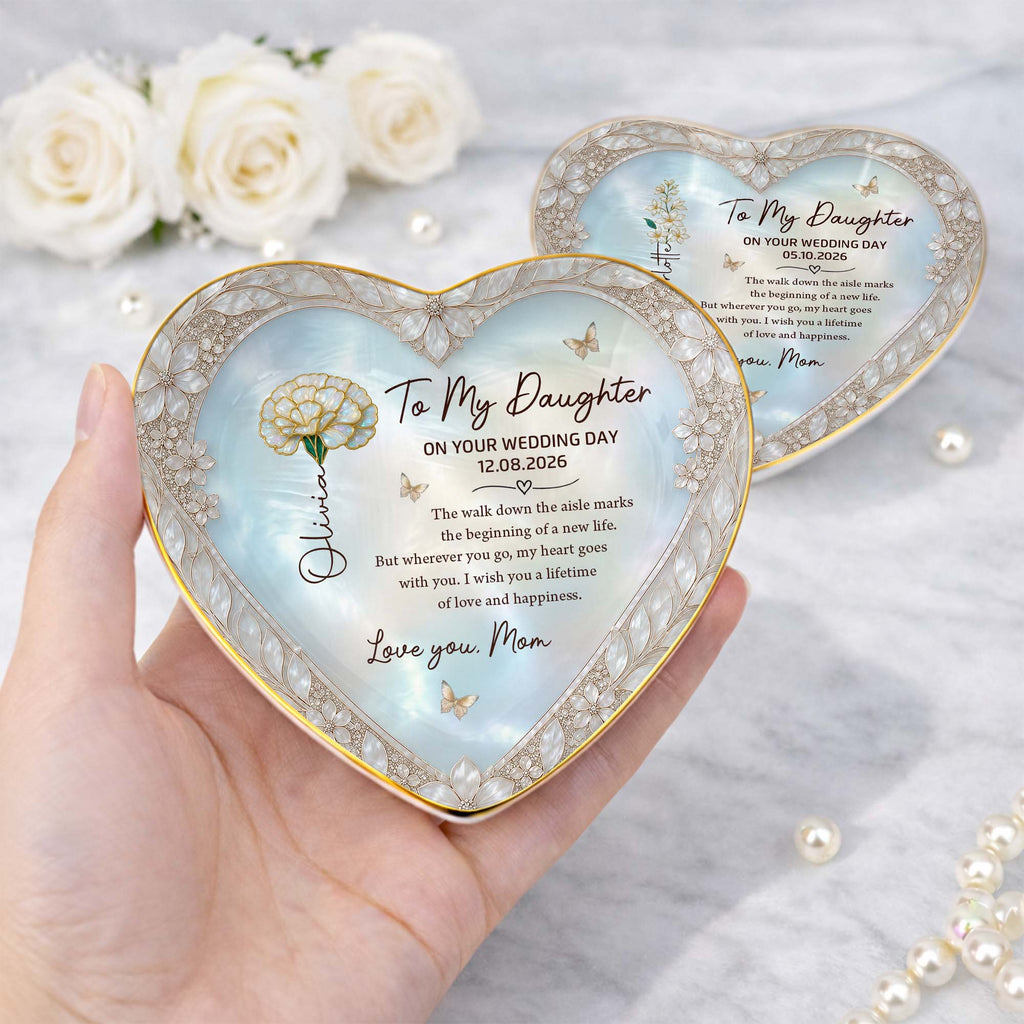 Personalized Heart Jewelry Dish Custom Name Gift for Bride Heart Jewelry Dish GradoCreations