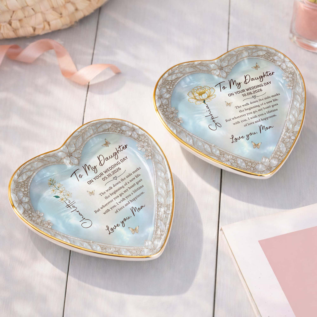Personalized Heart Jewelry Dish Custom Name Gift for Bride Heart Jewelry Dish GradoCreations