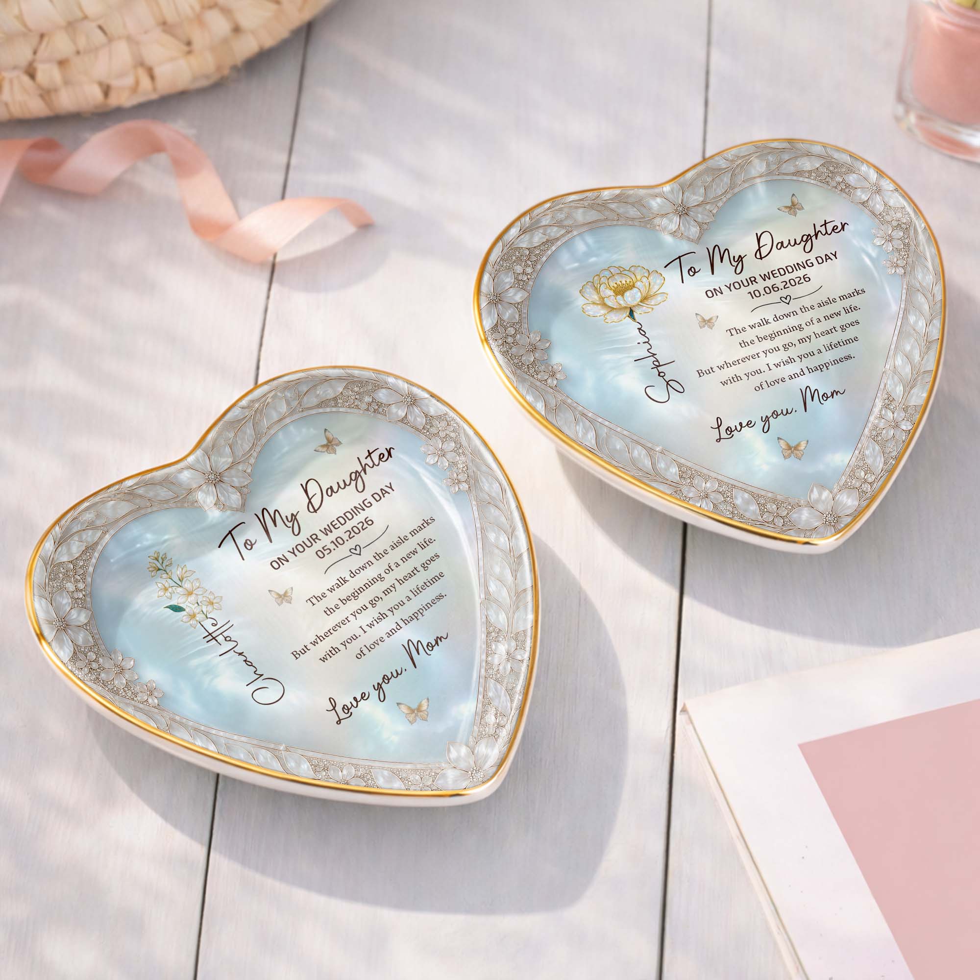 Personalized Heart Jewelry Dish Custom Name Gift for Bride Heart Jewelry Dish GradoCreations