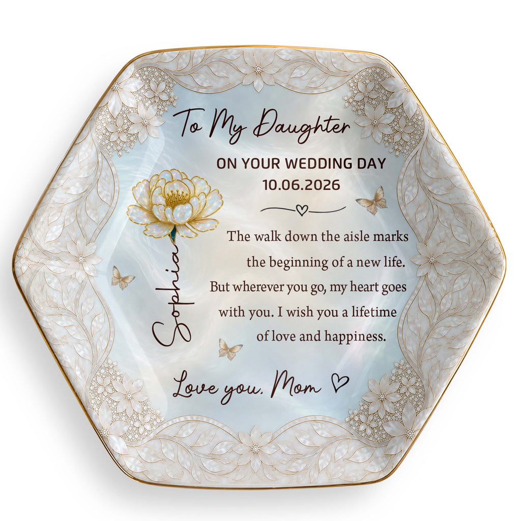 Personalized Ceramic Jewelry Dish Custom Flower Gift for Daughter Jewelry Dish GradoCreations