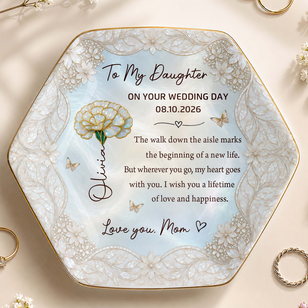 Personalized Ceramic Jewelry Dish Custom Flower Gift for Daughter Jewelry Dish GradoCreations