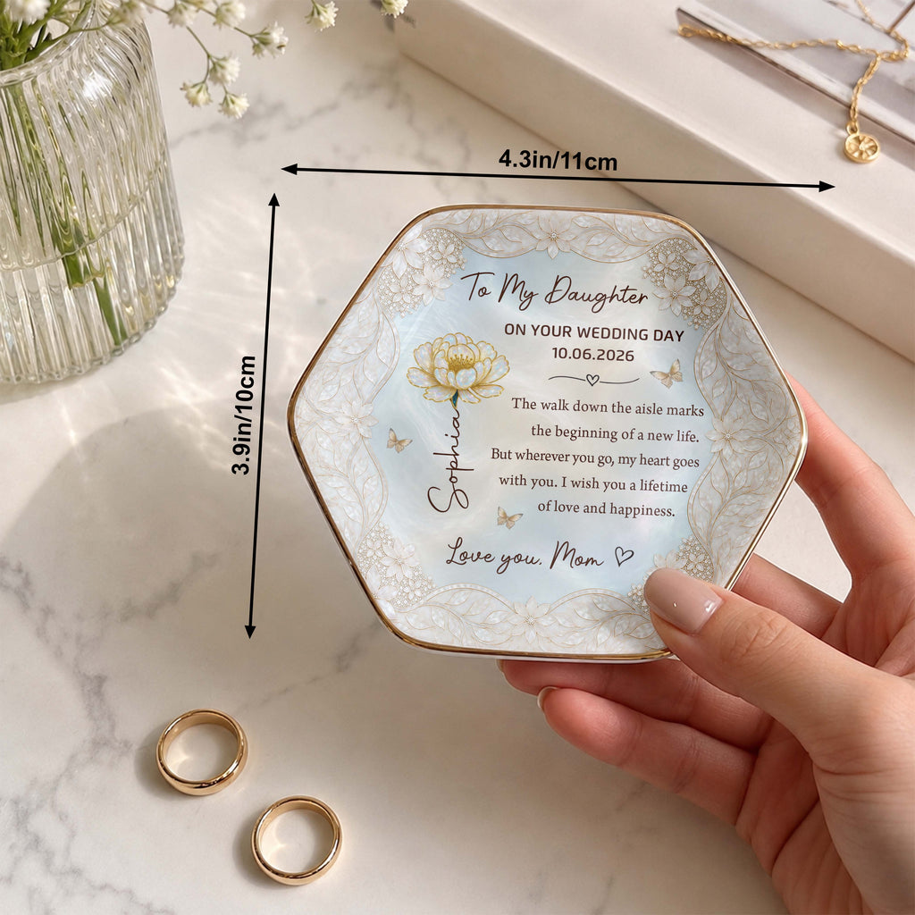Personalized Ceramic Jewelry Dish Custom Flower Gift for Daughter Jewelry Dish GradoCreations