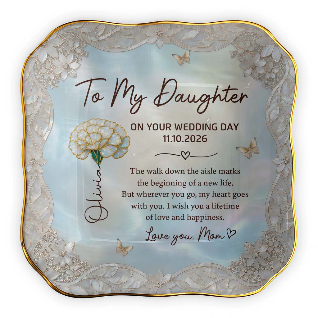 Personalized Lace Jewelry Dish Flower Butterfly Wedding Gift for Daughter Lace Square Jewelry Dish GradoCreations
