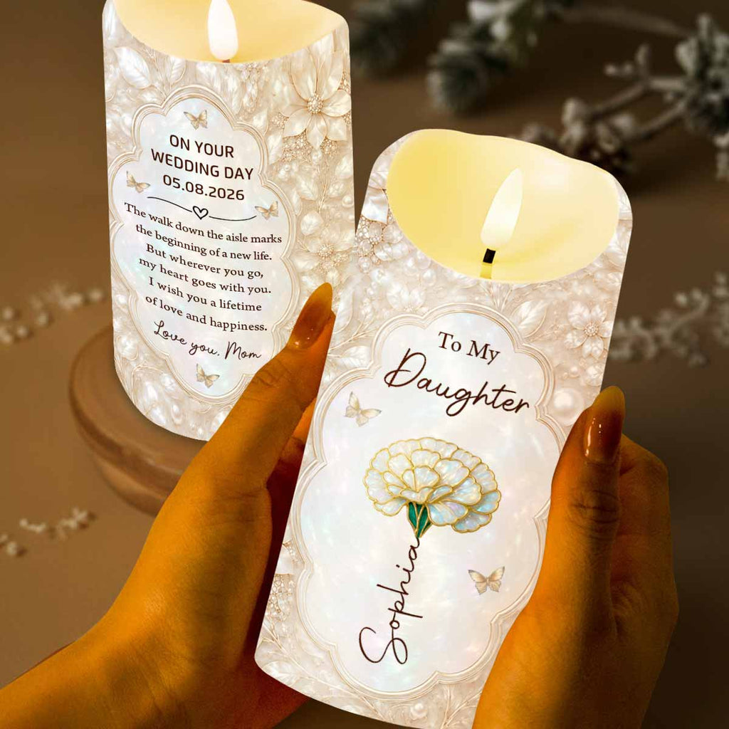 Personalized LED Candle Custom Name Gift for Daughter Wedding Day