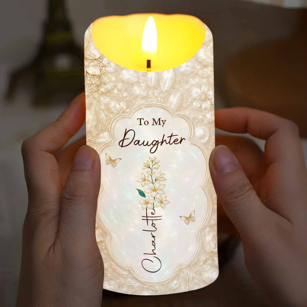 Personalized LED Candle Custom Name Gift for Daughter Wedding Day