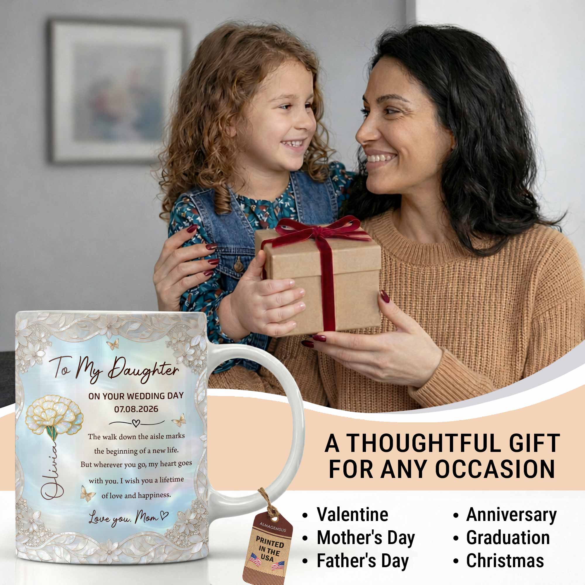 Personalized Edge-to-Edge Mug Wedding Gift for Daughter Edge-to-edge Mug GradoCreations