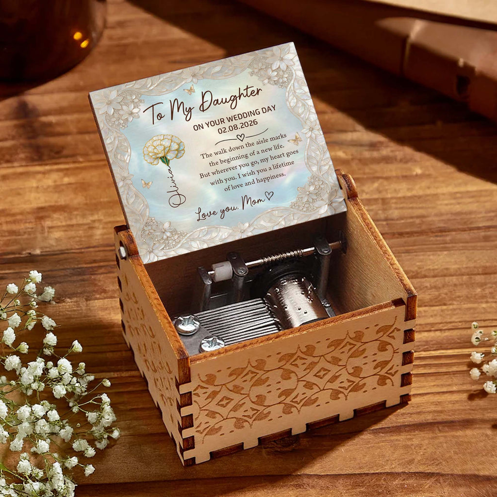 Personalized Music Box Custom Flower Design Gift for Daughter Wedding Day Music Box GradoCreations