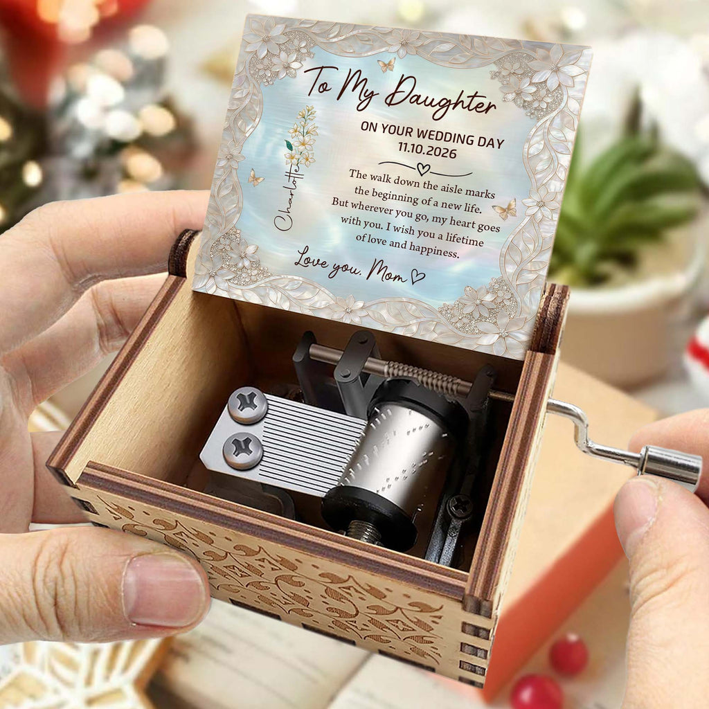 Personalized Music Box Custom Flower Design Gift for Daughter Wedding Day Music Box GradoCreations