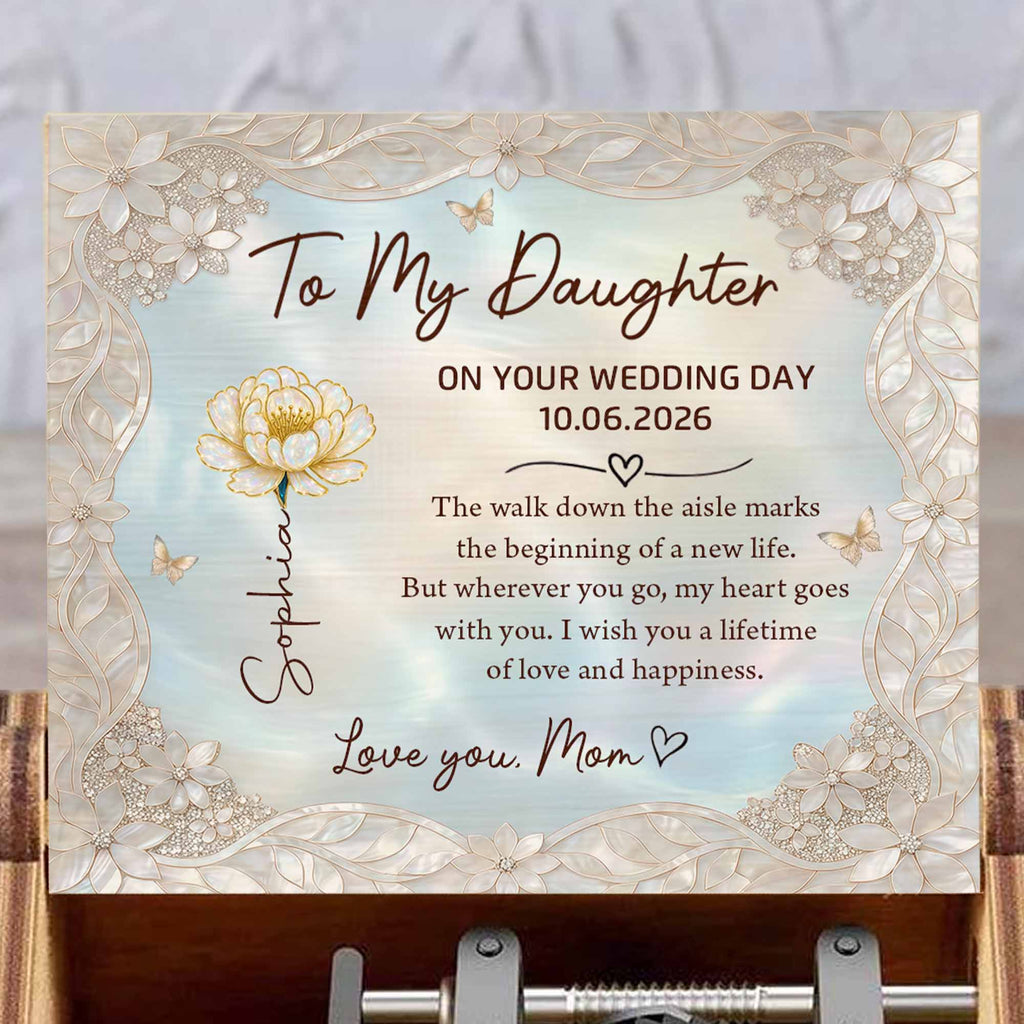 Personalized Music Box Custom Flower Design Gift for Daughter Wedding Day Music Box GradoCreations