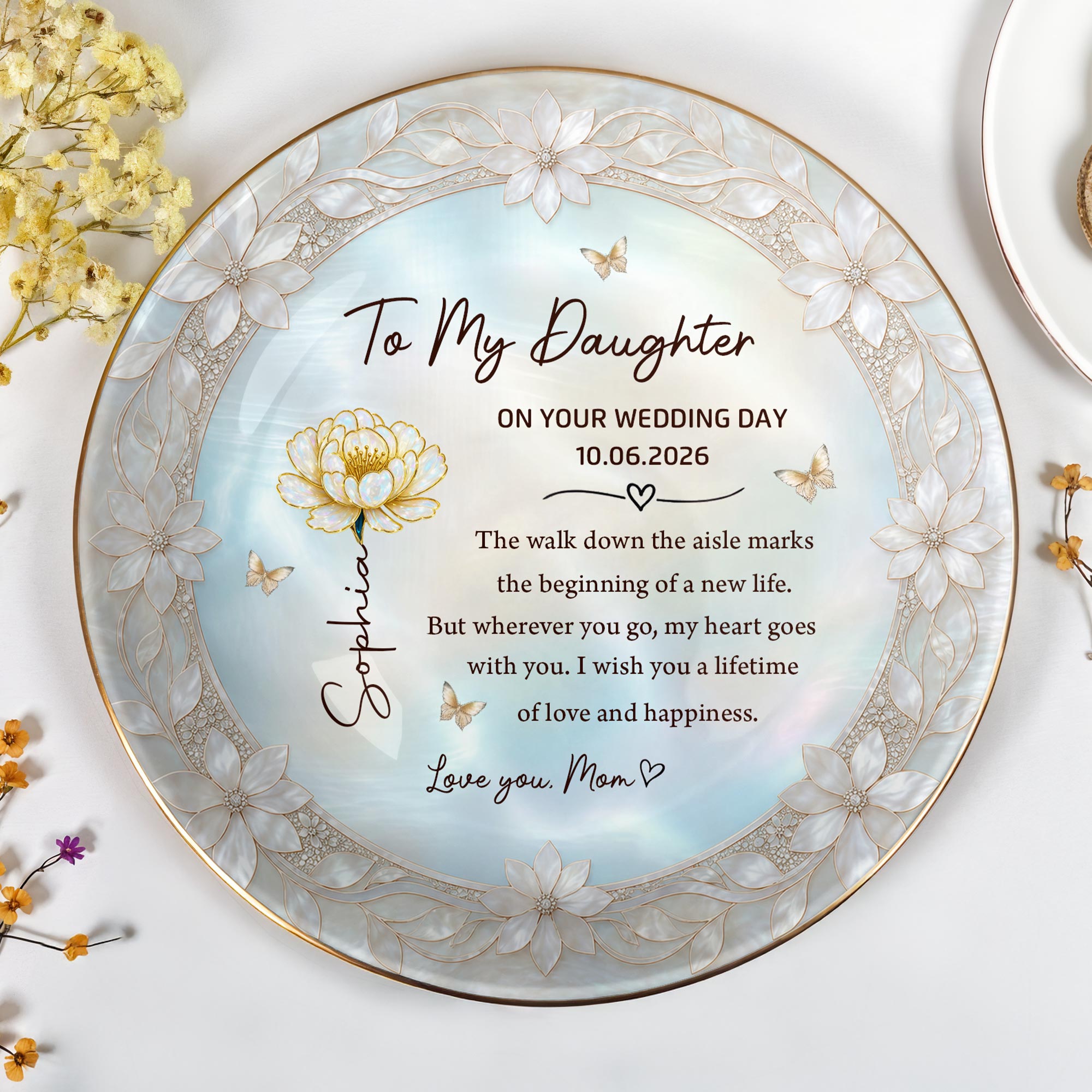 Personalized Ceramic Jewelry Dish Birth Month Flowers Gift for Daughter Jewelry Dish GradoCreations