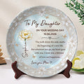 Personalized Ceramic Wedding Plate Gift for Daughter - Flower & Butterfly Ceramic Plate GradoCreations
