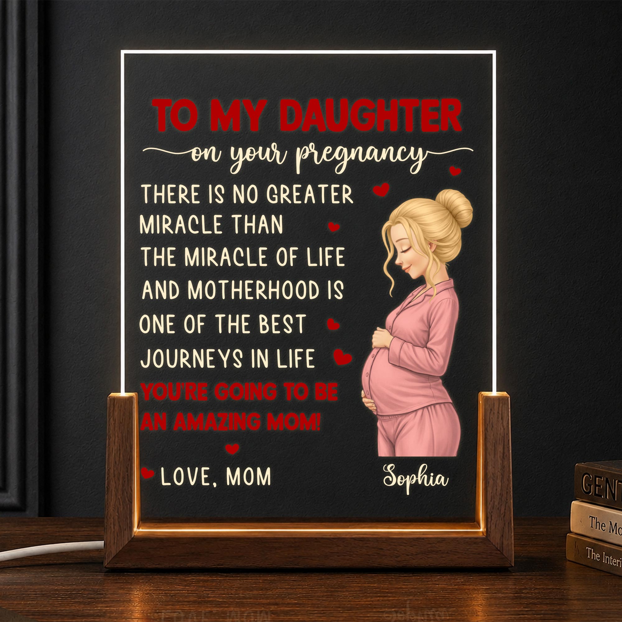 Personalized Acrylic Night Light Custom Gift for Daughter Wood and Acrylic Night Light GradoCreations