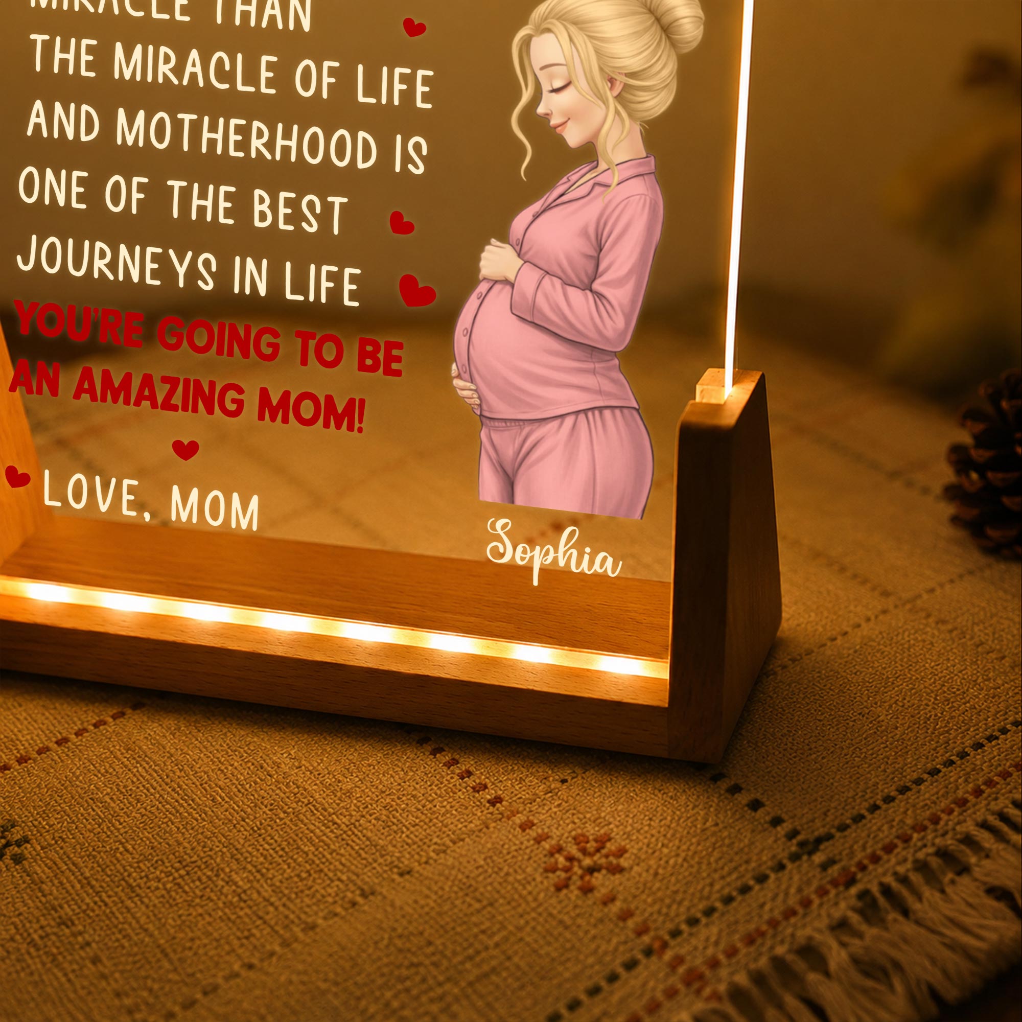 Personalized Acrylic Night Light Custom Gift for Daughter Wood and Acrylic Night Light GradoCreations