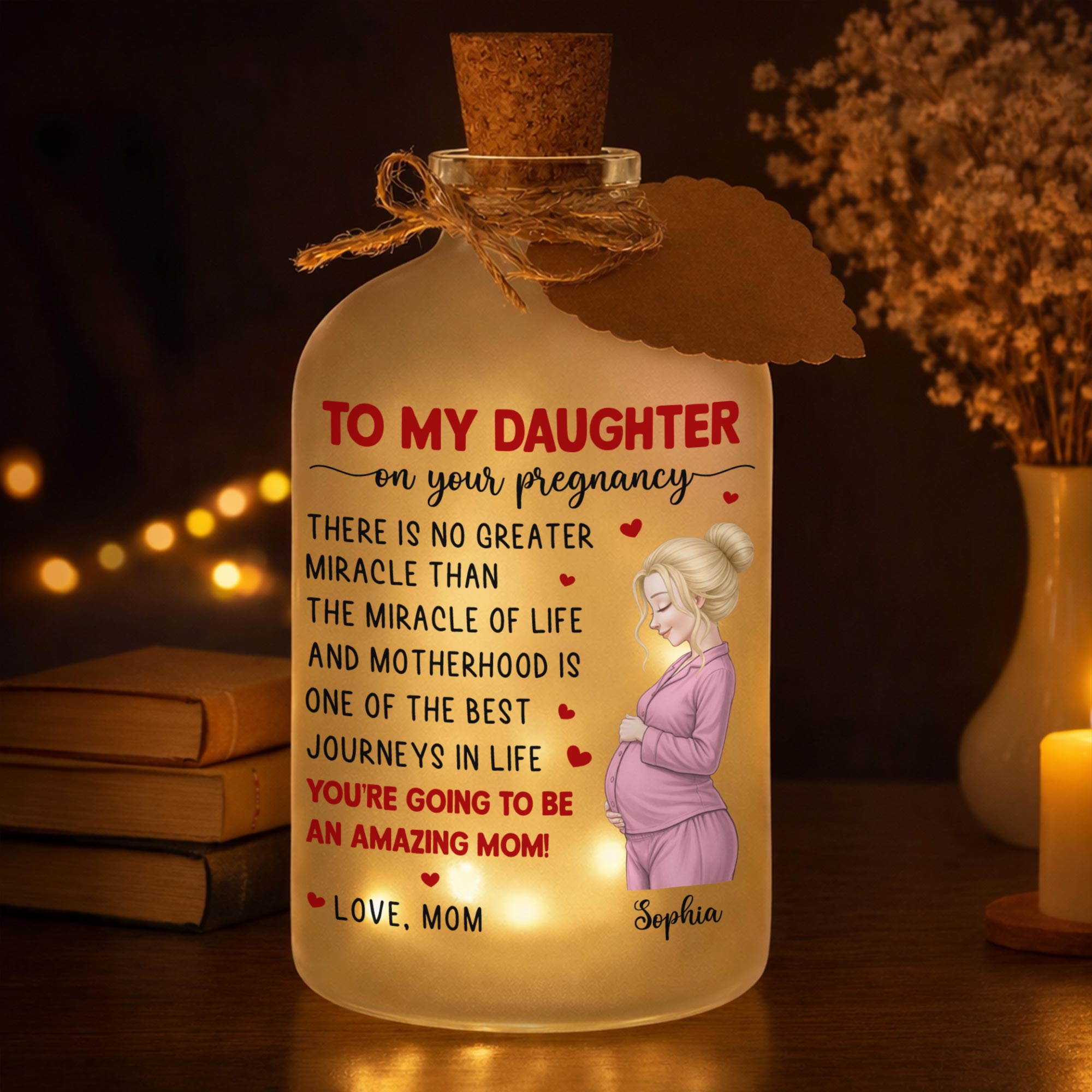 Personalized Frosted Short Bottle Light Custom Name Gift for Daughter Short Bottle Light GradoCreations