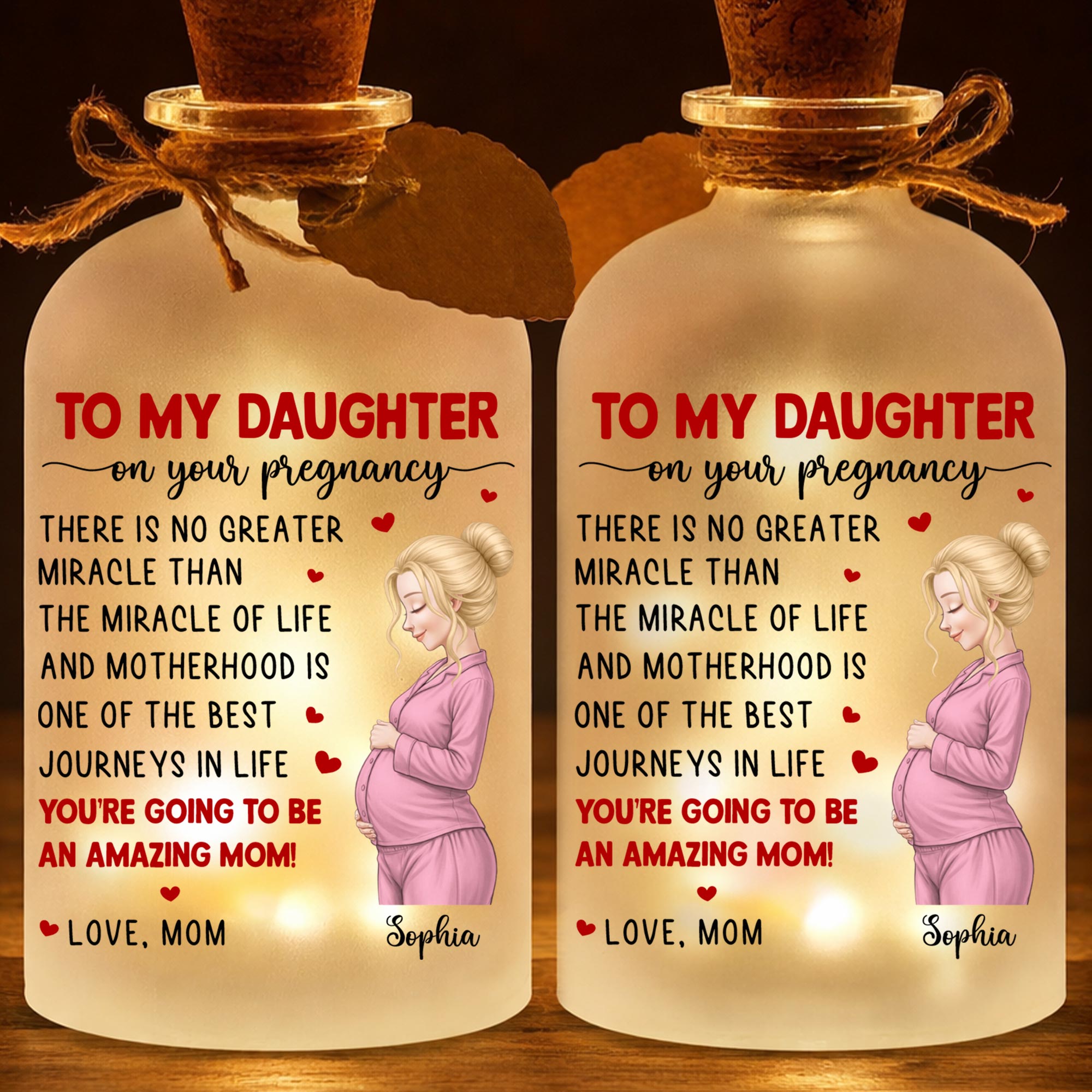 Personalized Frosted Short Bottle Light Custom Name Gift for Daughter Short Bottle Light GradoCreations