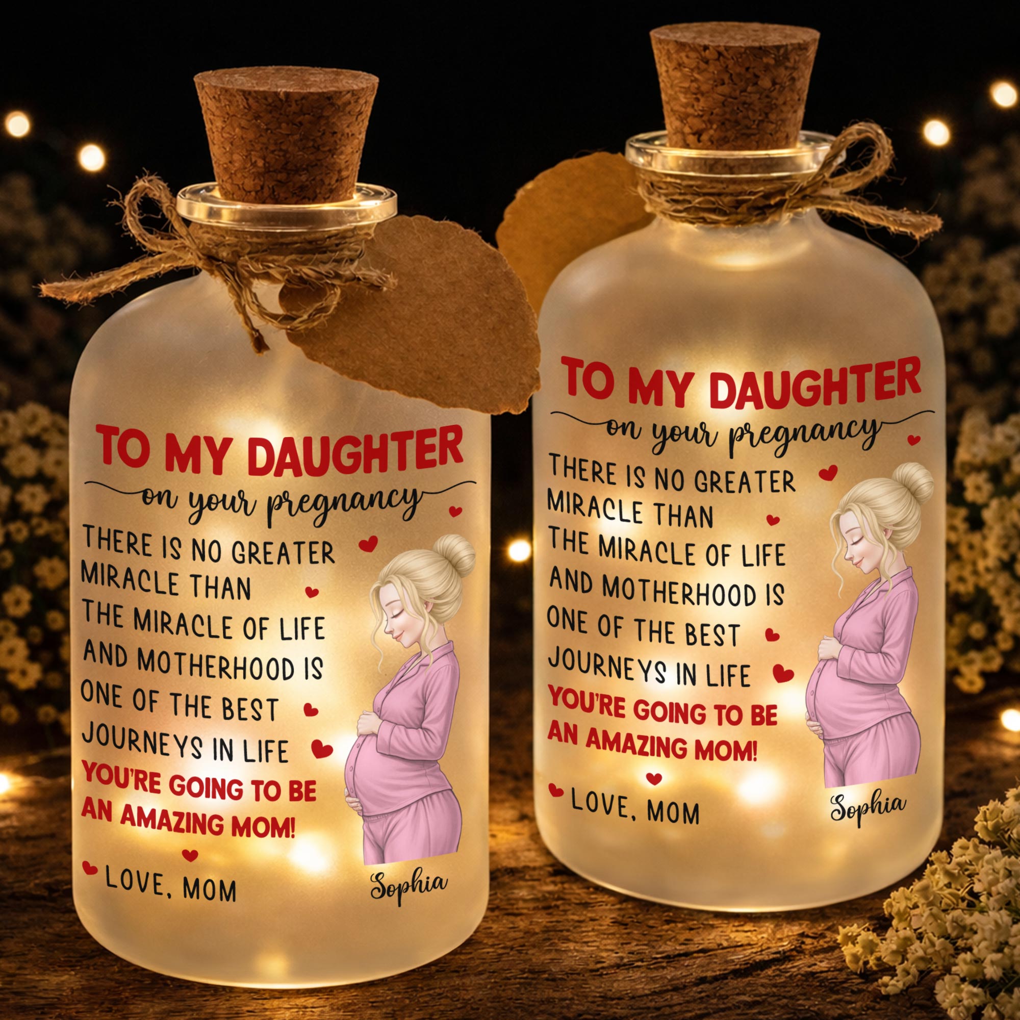Personalized Frosted Short Bottle Light Custom Name Gift for Daughter Short Bottle Light GradoCreations