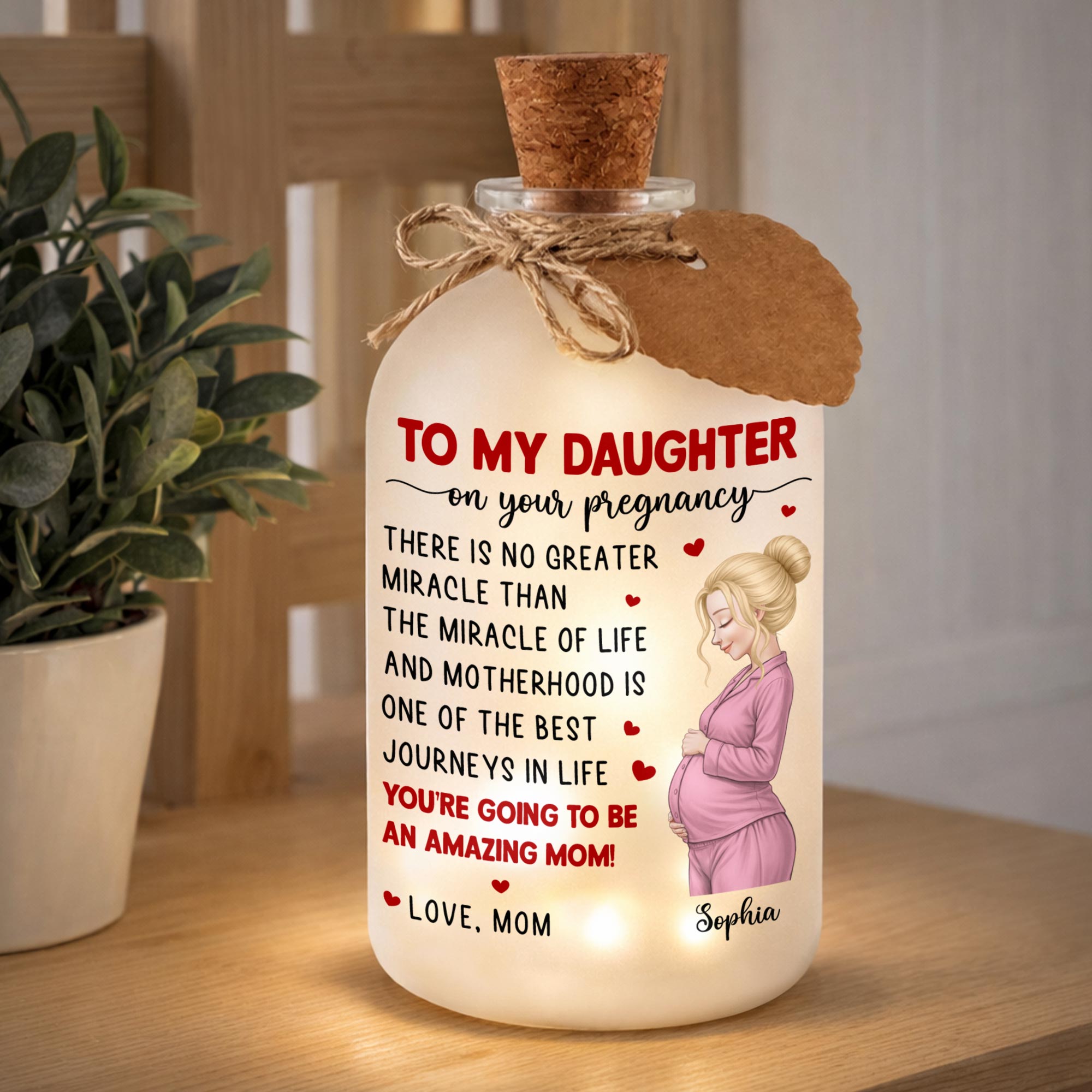 Personalized Frosted Short Bottle Light Custom Name Gift for Daughter Short Bottle Light GradoCreations