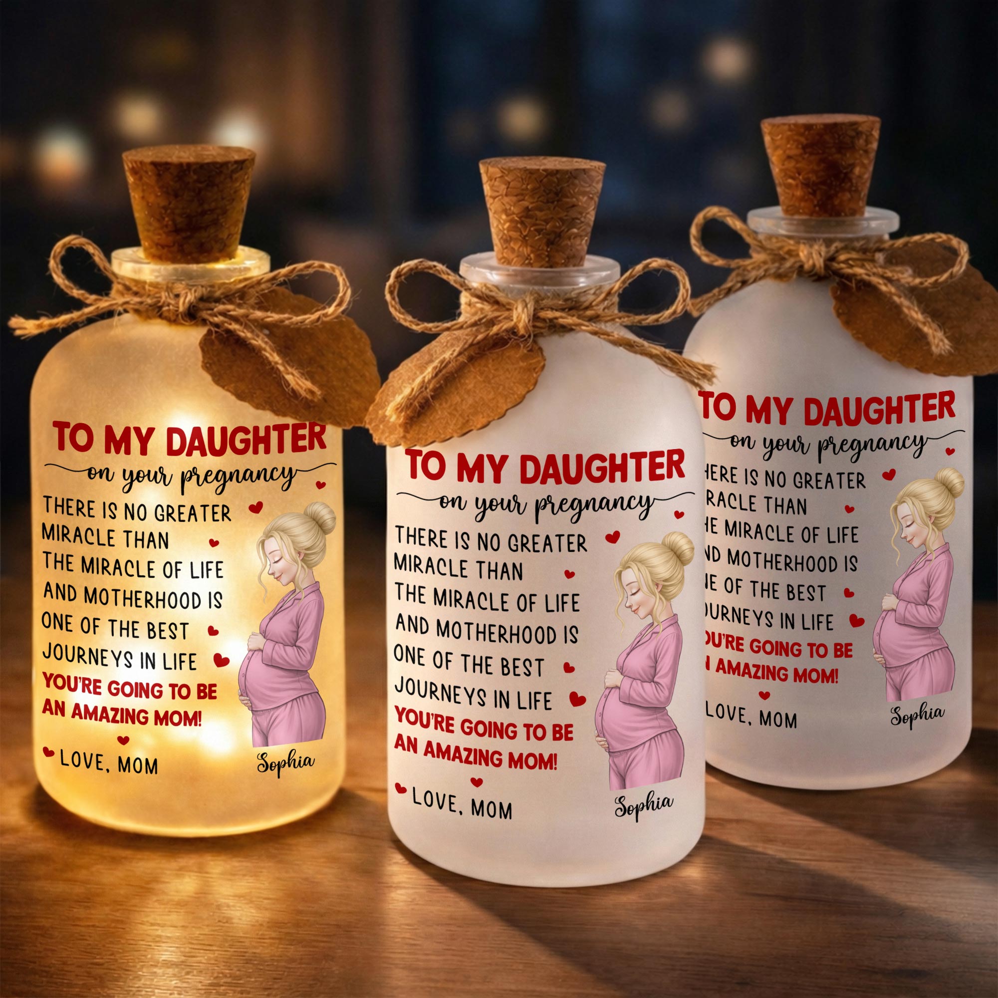 Personalized Frosted Short Bottle Light Custom Name Gift for Daughter Short Bottle Light GradoCreations