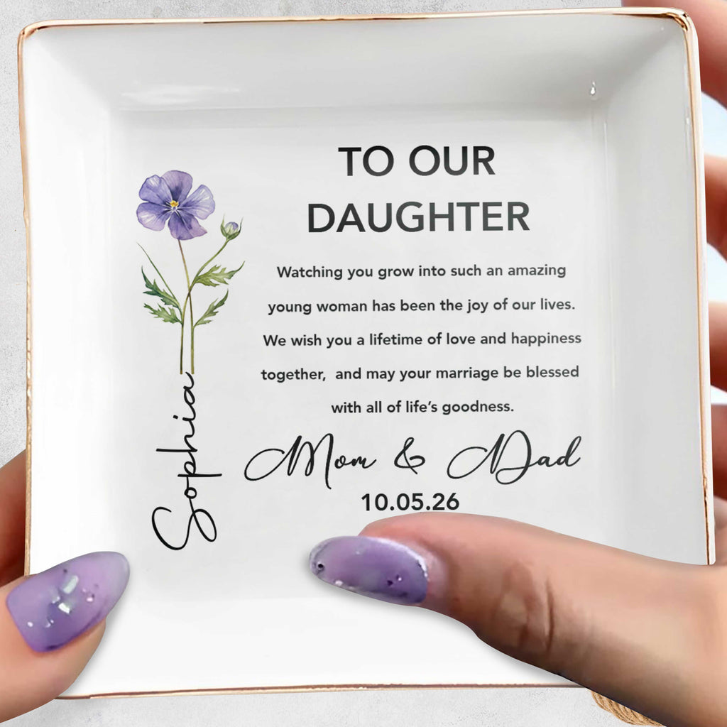 Personalized Jewelry Dish Custom Gift for Daughter Square Ceramic Jewelry Dish GradoCreations