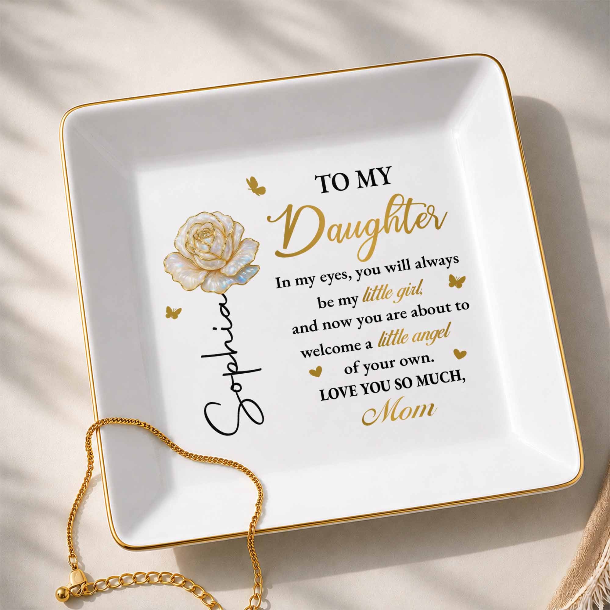 Personalized Ceramic Jewelry Dish Custom Name Gift for Daughter Jewelry Dish GradoCreations