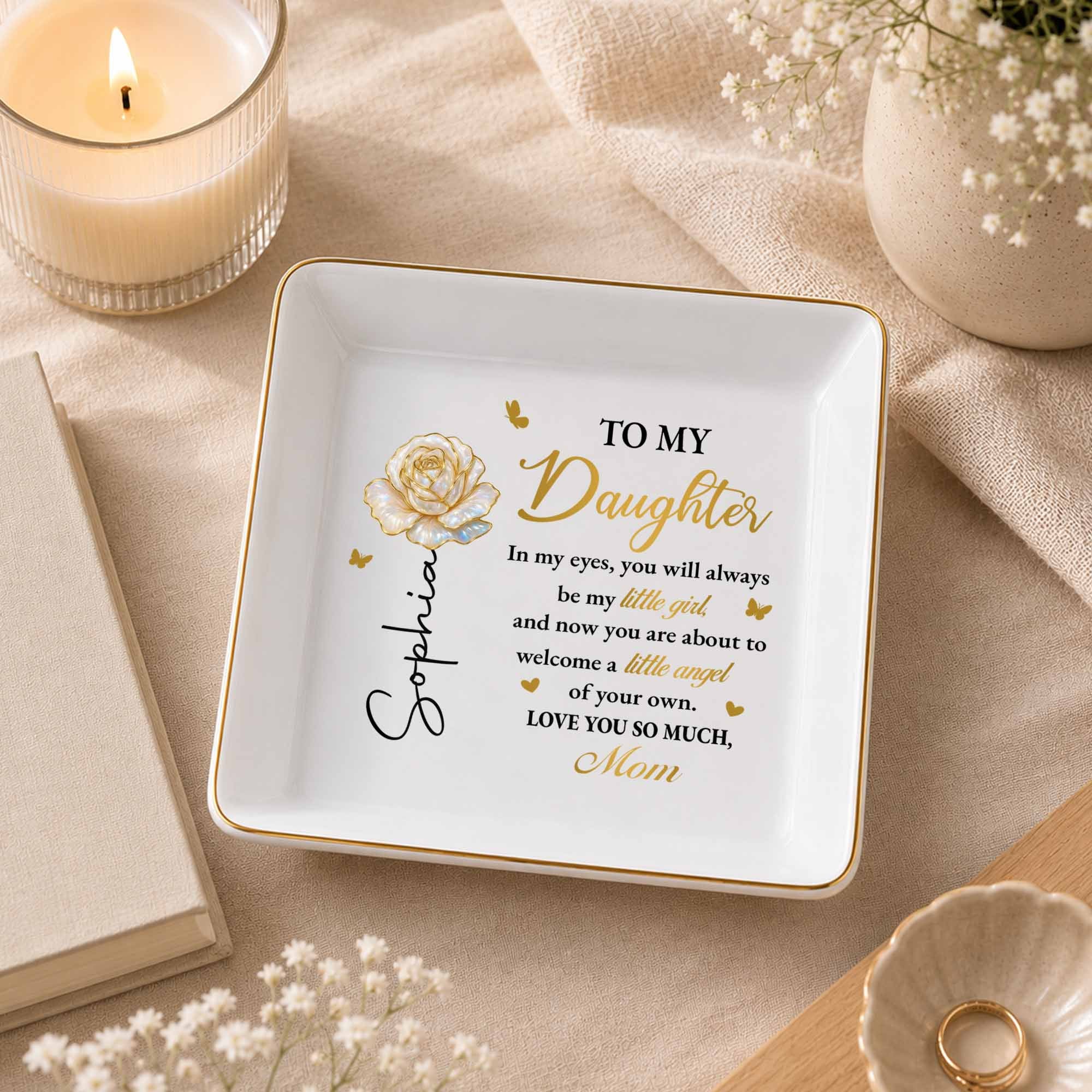 Personalized Ceramic Jewelry Dish Custom Name Gift for Daughter Jewelry Dish GradoCreations
