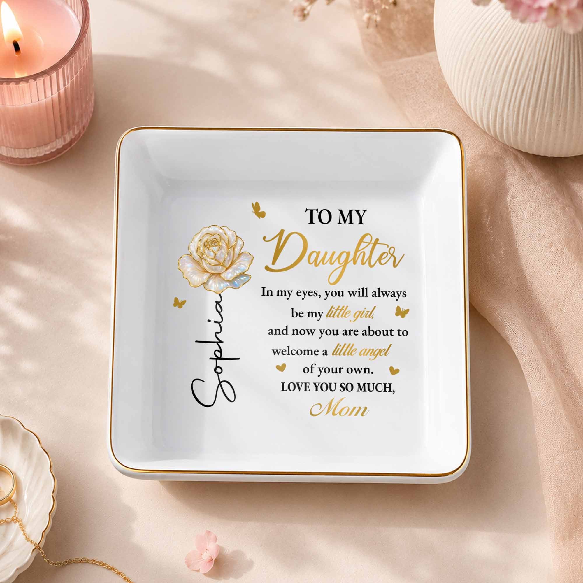 Personalized Ceramic Jewelry Dish Custom Name Gift for Daughter Jewelry Dish GradoCreations